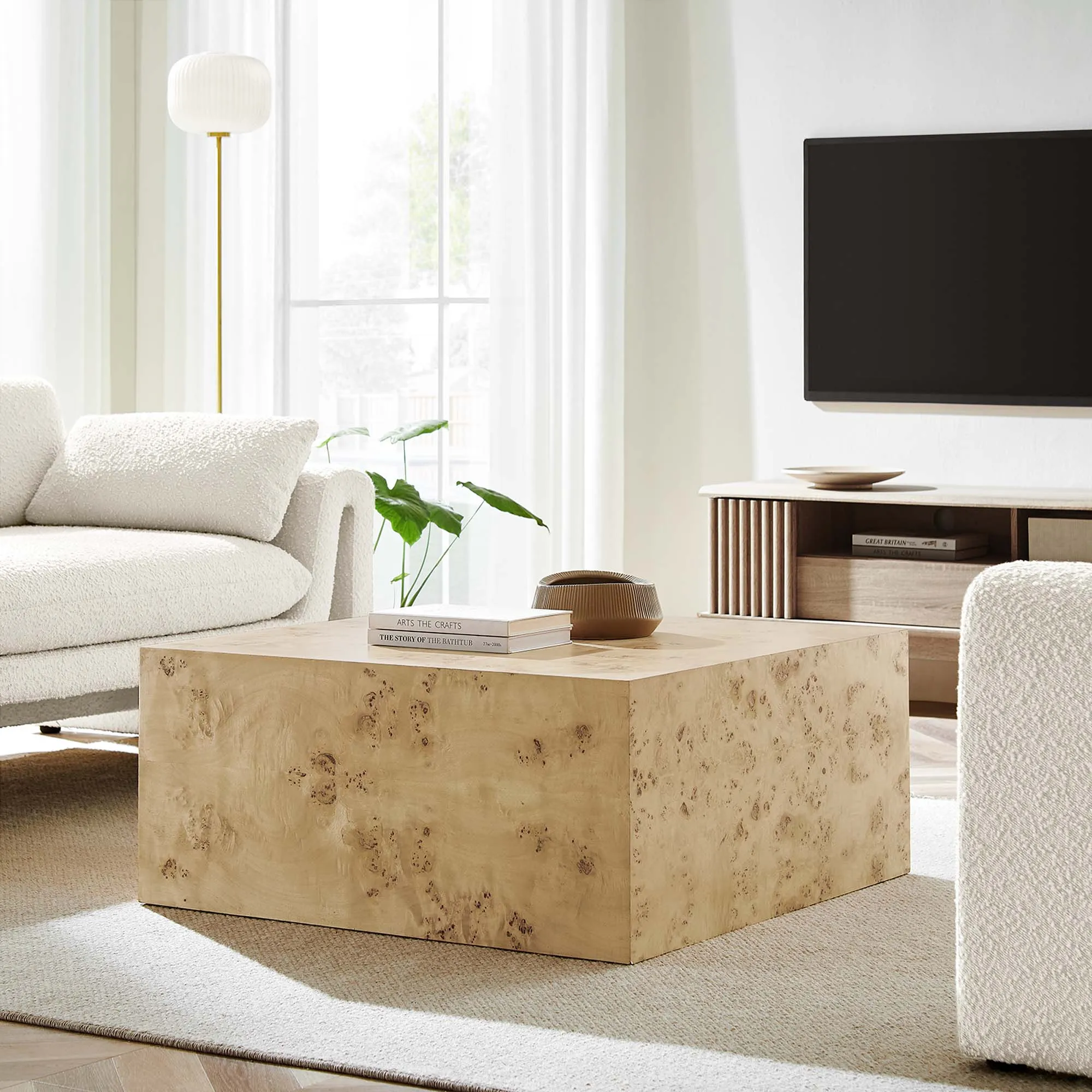 Cosmos 36" Square Burl Wood Coffee Table by Modway