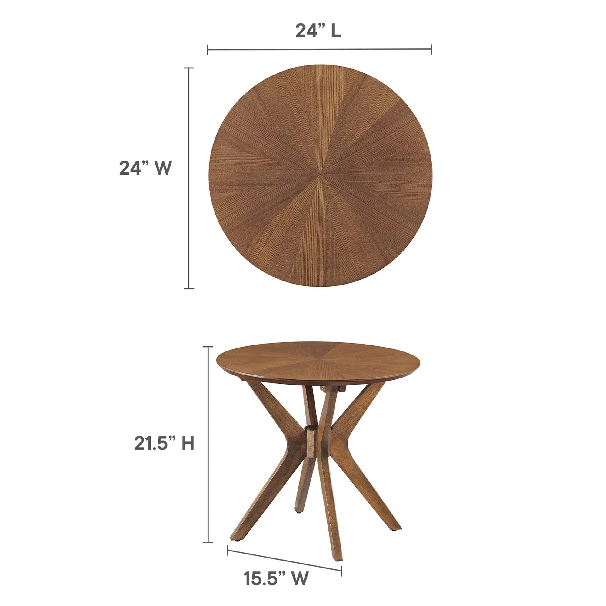 Crossroads 24” Round Wood Side Table by Modway
