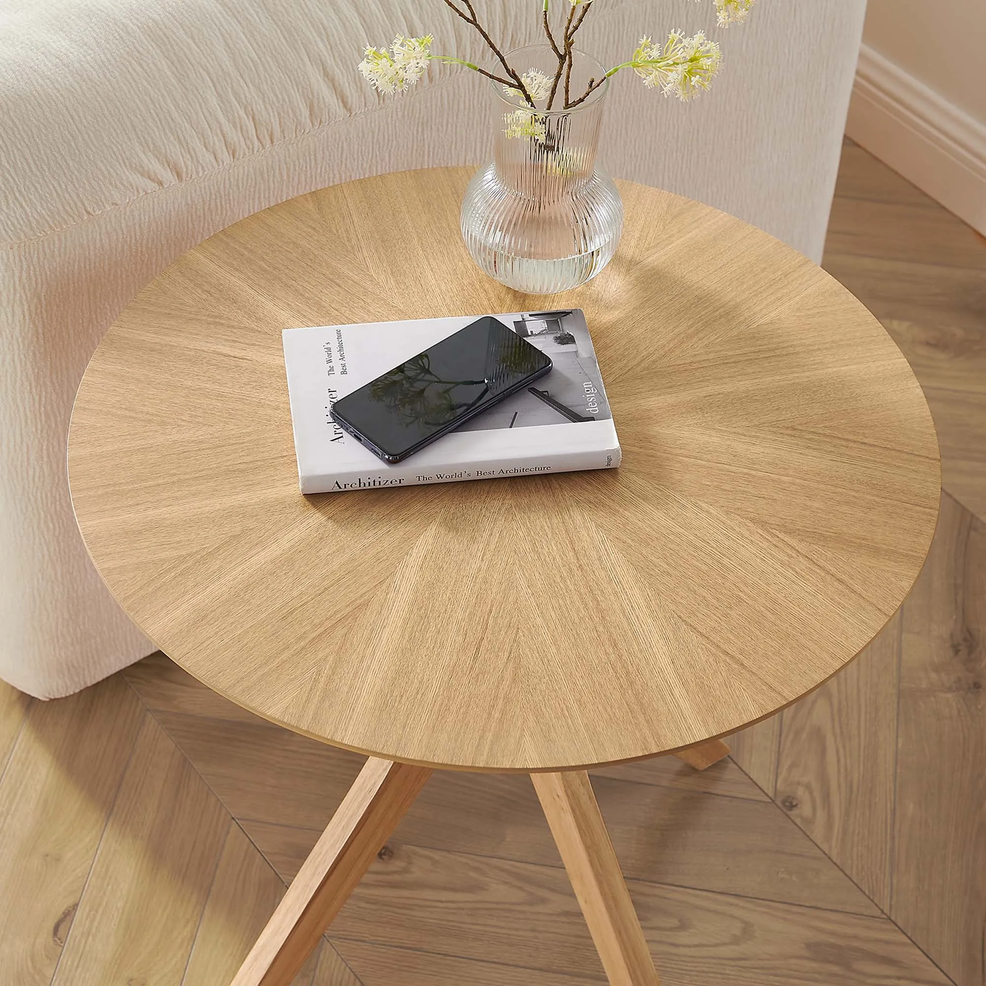 Crossroads 24” Round Wood Side Table by Modway