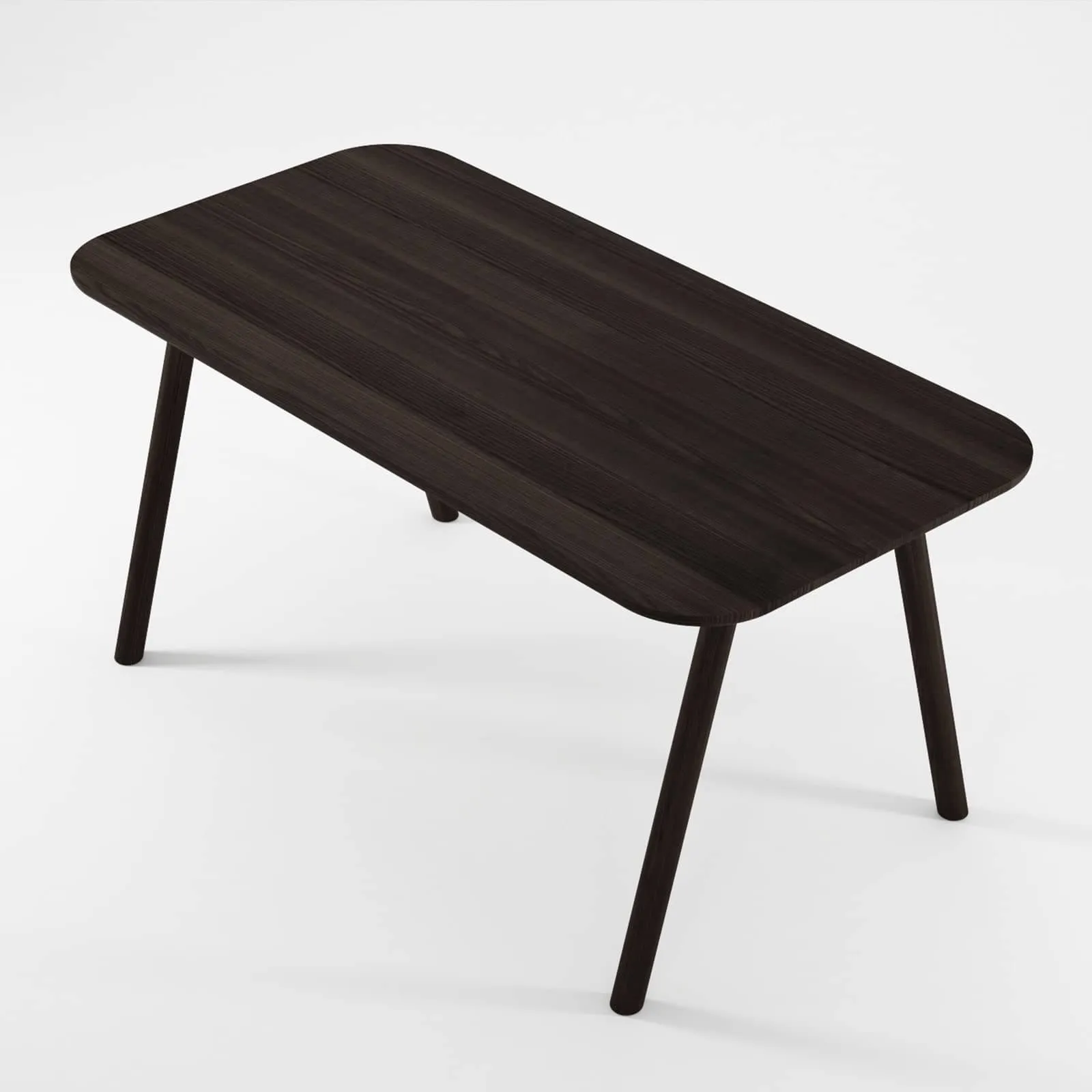 Curbus Round Corner Dining Table 160cm - White Ash Dark Stained