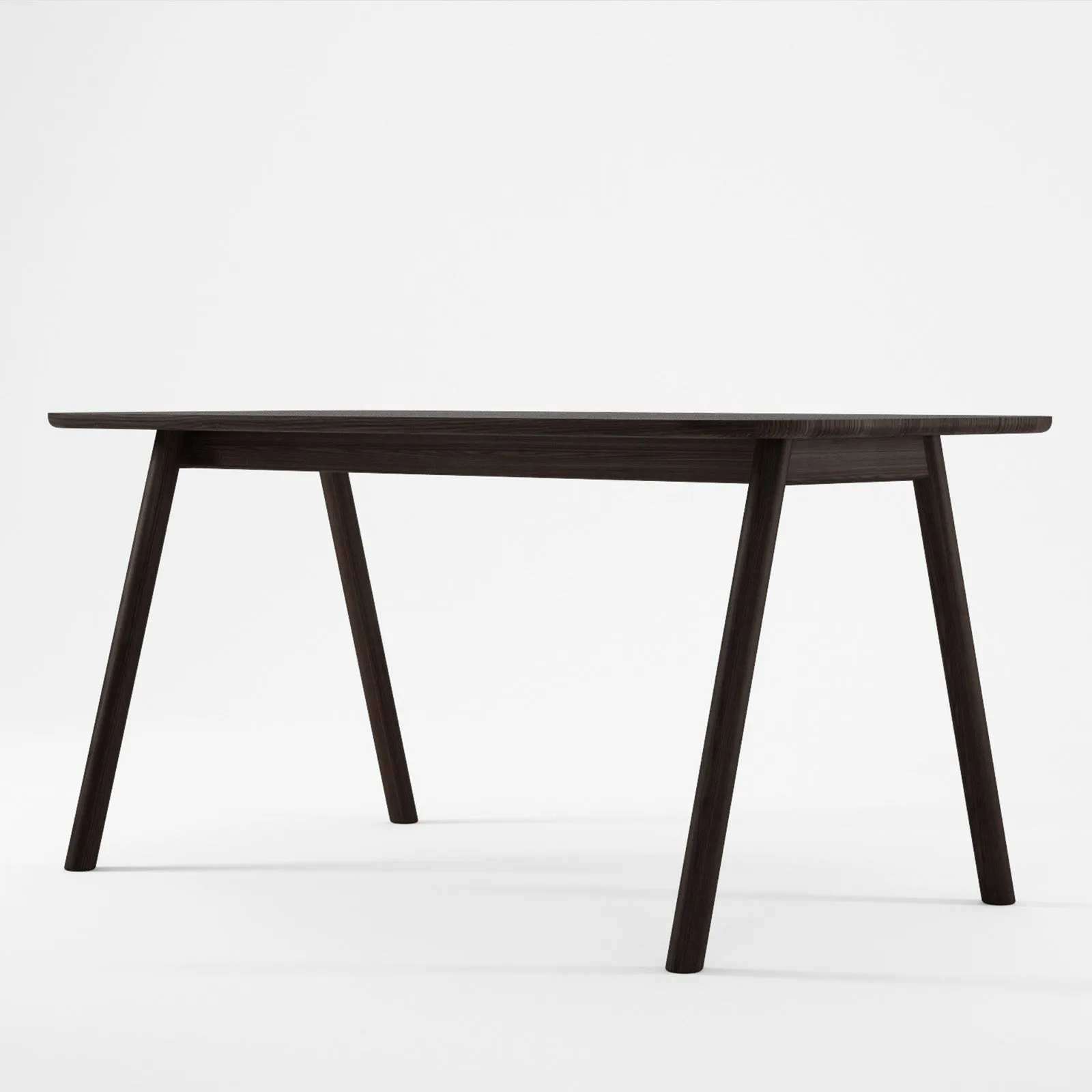 Curbus Round Corner Dining Table 160cm - White Ash Dark Stained