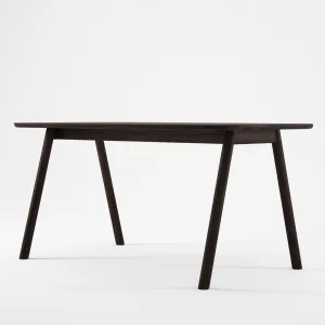 Curbus Round Corner Dining Table 160cm - White Ash Dark Stained