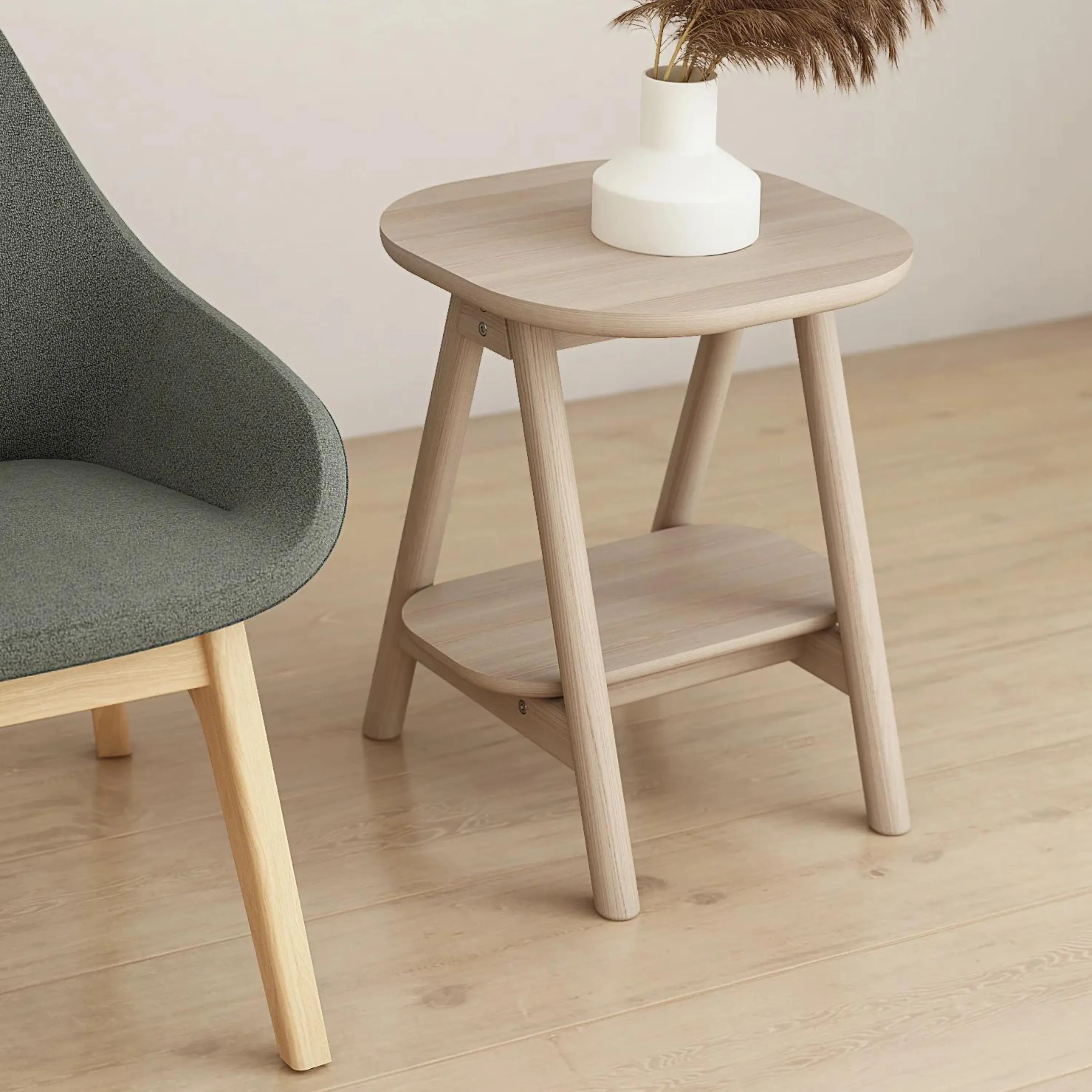 Curbus Rounded Side Table - White Ash