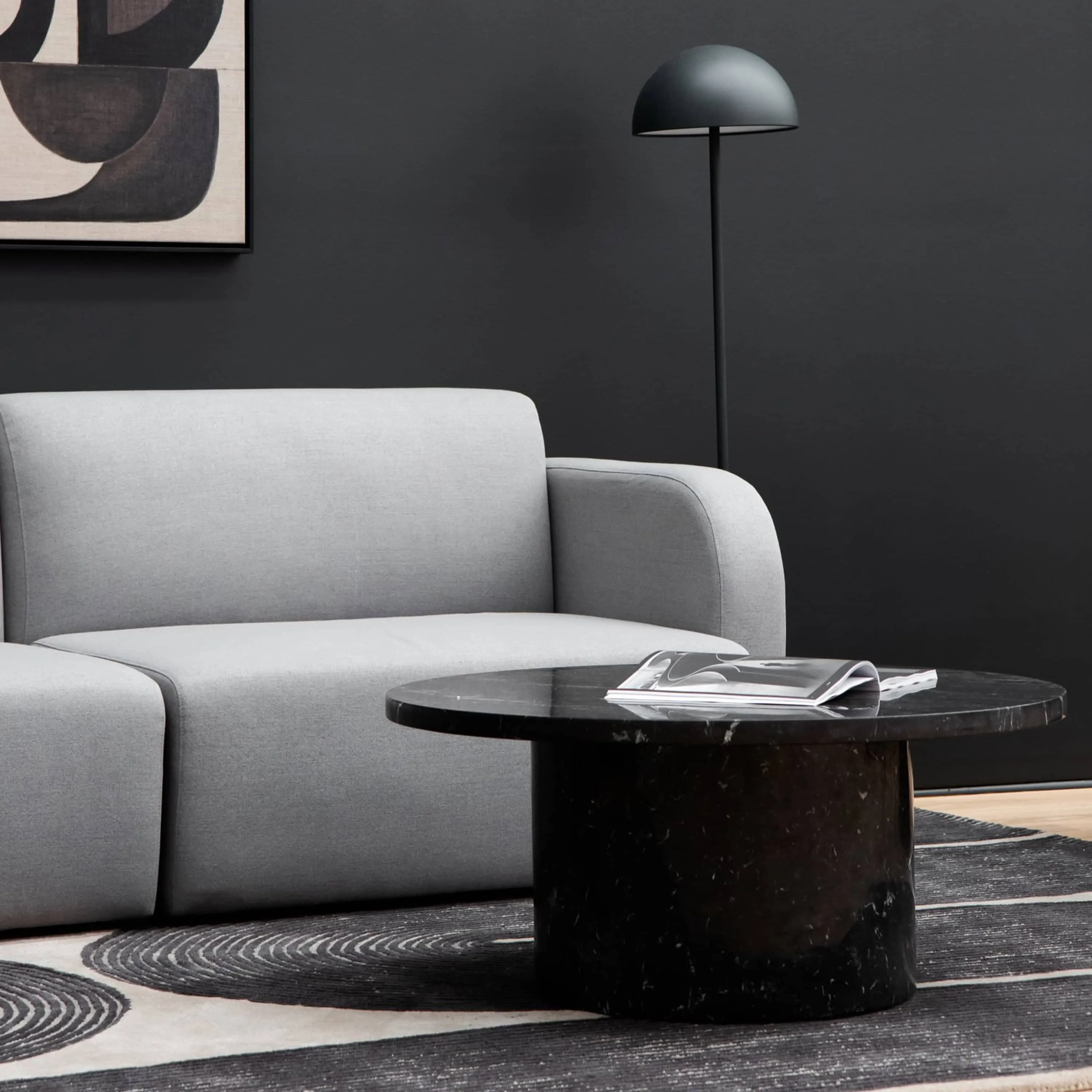 Curve Marble Coffee Table - Black Marble