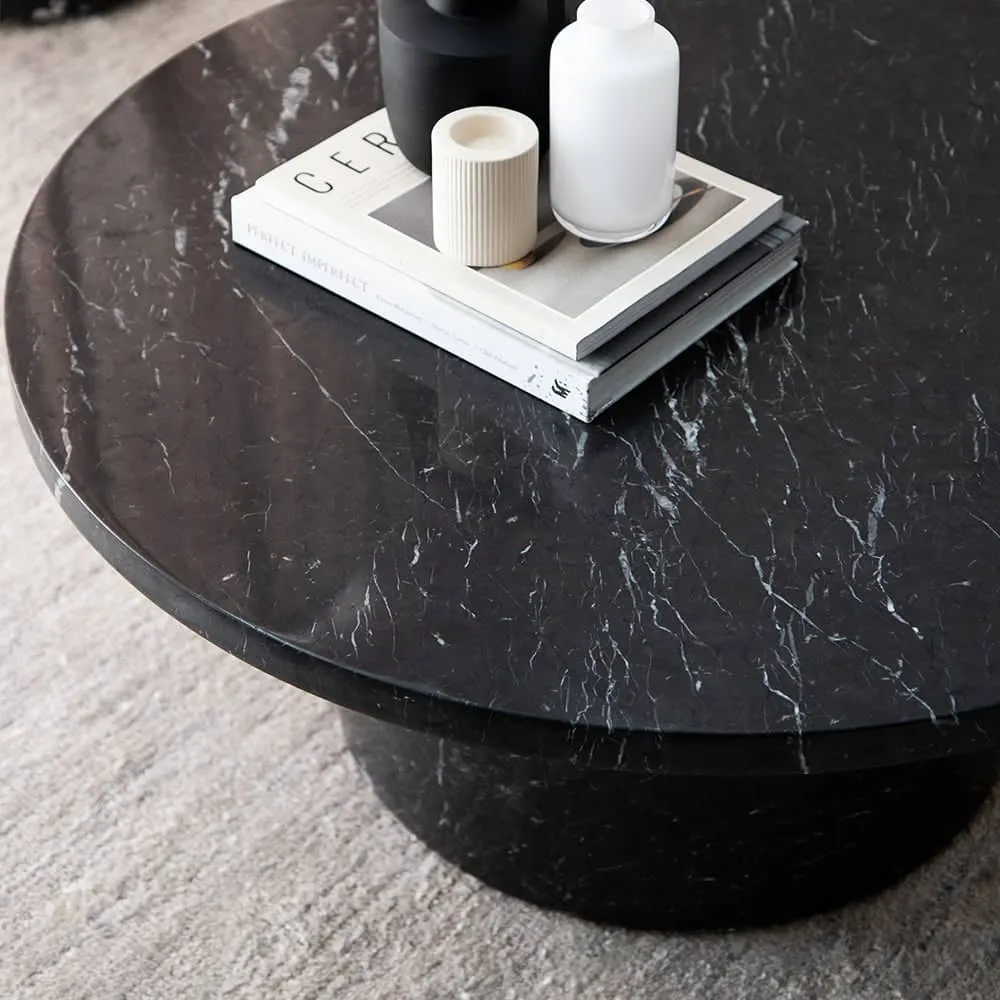Curve Marble Coffee Table - Black Marble