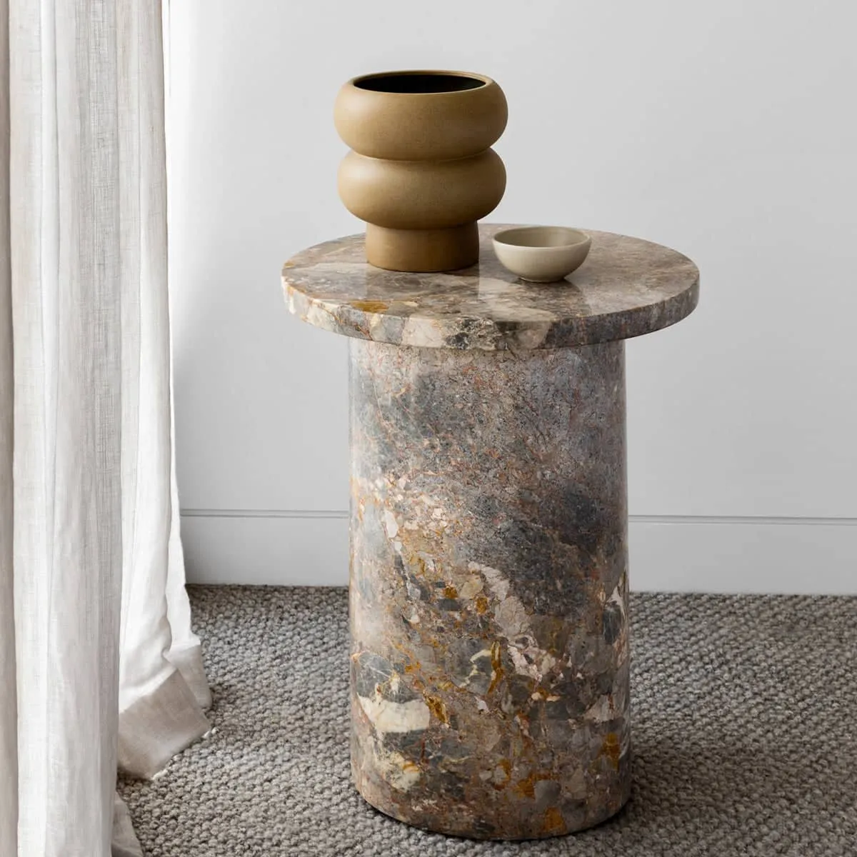 Curve Marble Side Table - Earth Marble