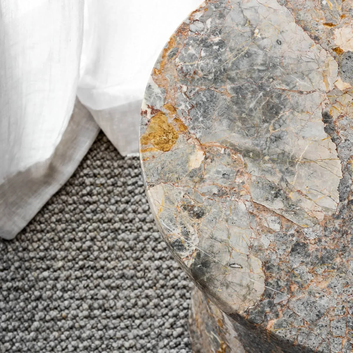 Curve Marble Side Table - Earth Marble