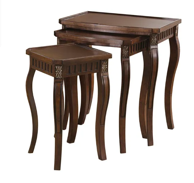 Daphne 3-piece Curved Leg Nesting Tables Warm Brown