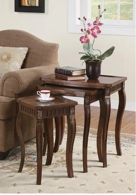 Daphne 3-piece Curved Leg Nesting Tables Warm Brown