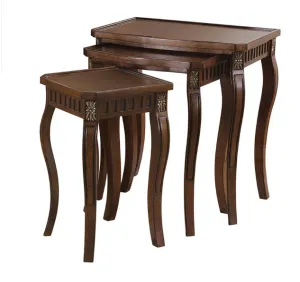 Daphne 3-piece Curved Leg Nesting Tables Warm Brown