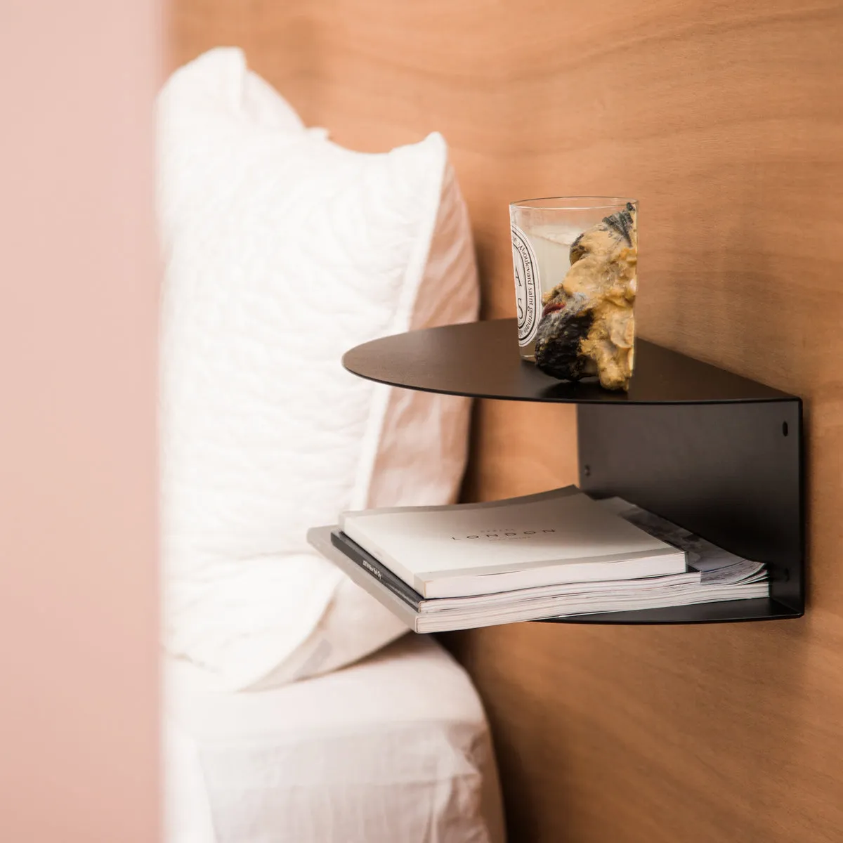 Fold Hanging Bedside Table - Black