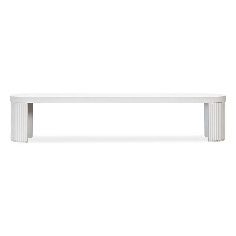 Furrow Outdoor Dining Bench 220cm - White Concrete