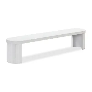 Furrow Outdoor Dining Bench 220cm - White Concrete