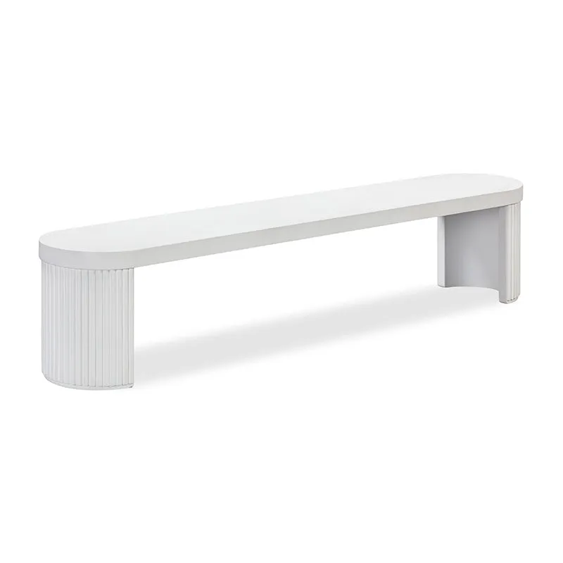 Furrow Outdoor Dining Bench 220cm - White Concrete