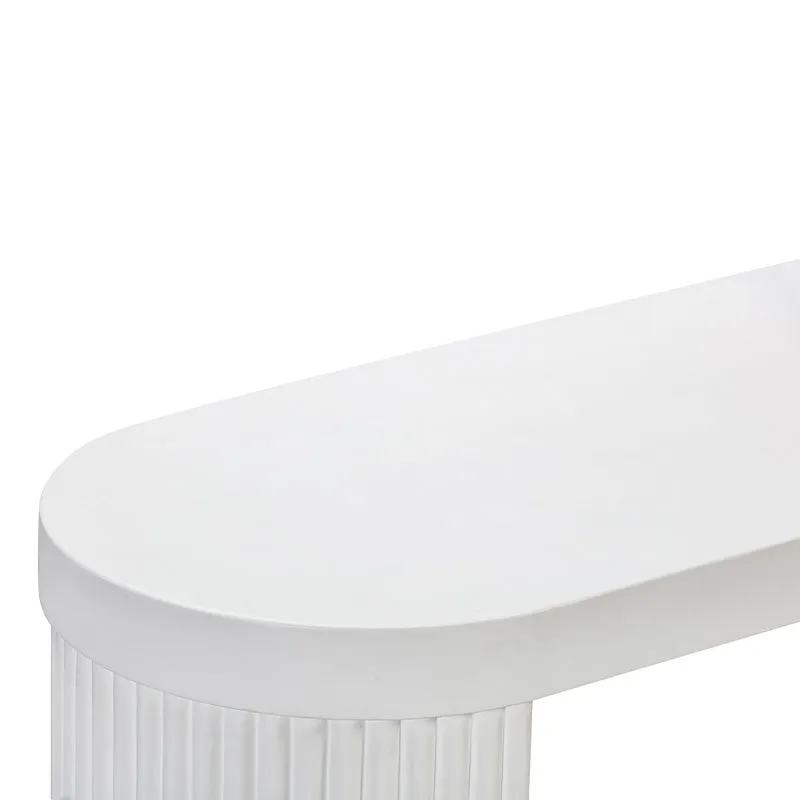 Furrow Outdoor Dining Bench 220cm - White Concrete