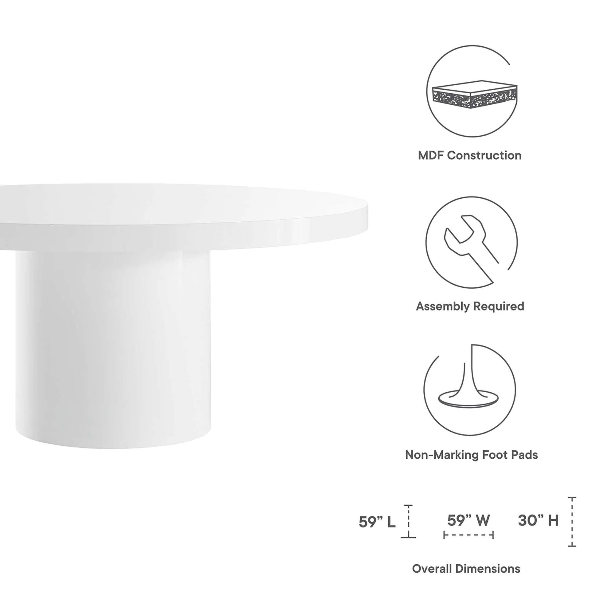 Gratify 60" Round Dining Table by Modway
