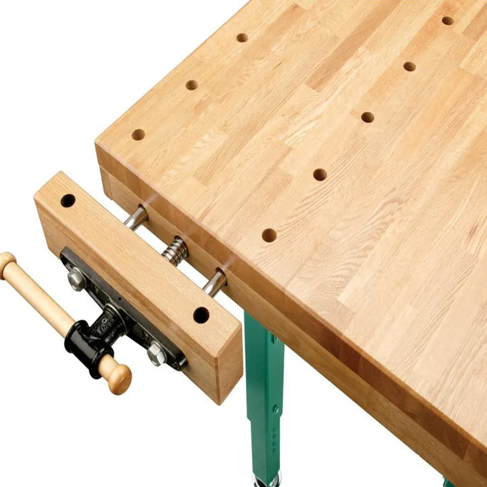 Grizzly T10157 Heavy-Duty Oak Workbench with Steel Legs