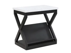 Hadyn End Table - Marble & Dark Grey