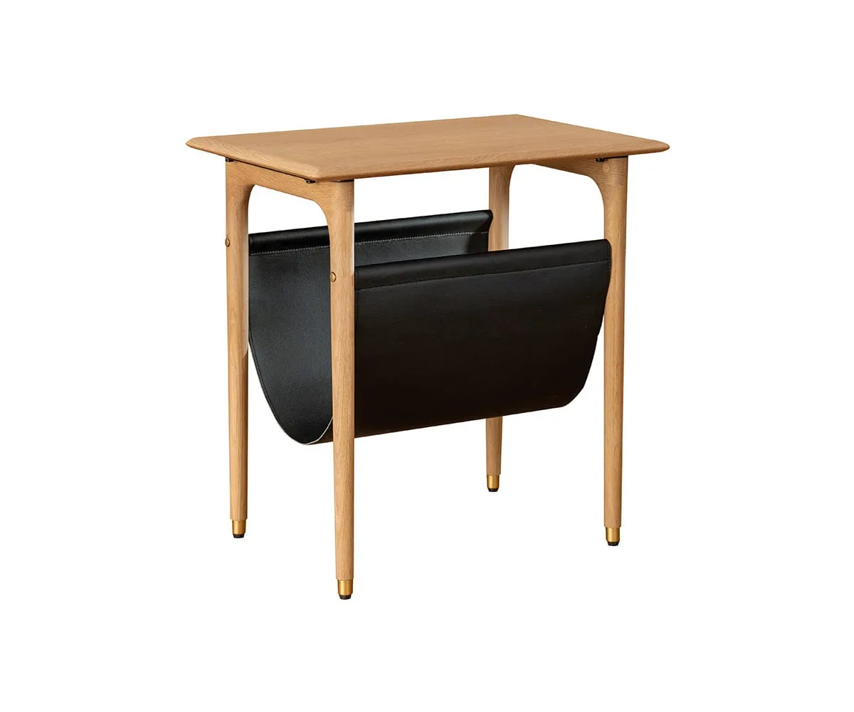 Hendrick End Table With Hanging Shelf II - White Oak