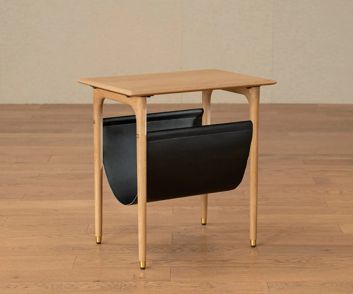 Hendrick End Table With Hanging Shelf II - White Oak