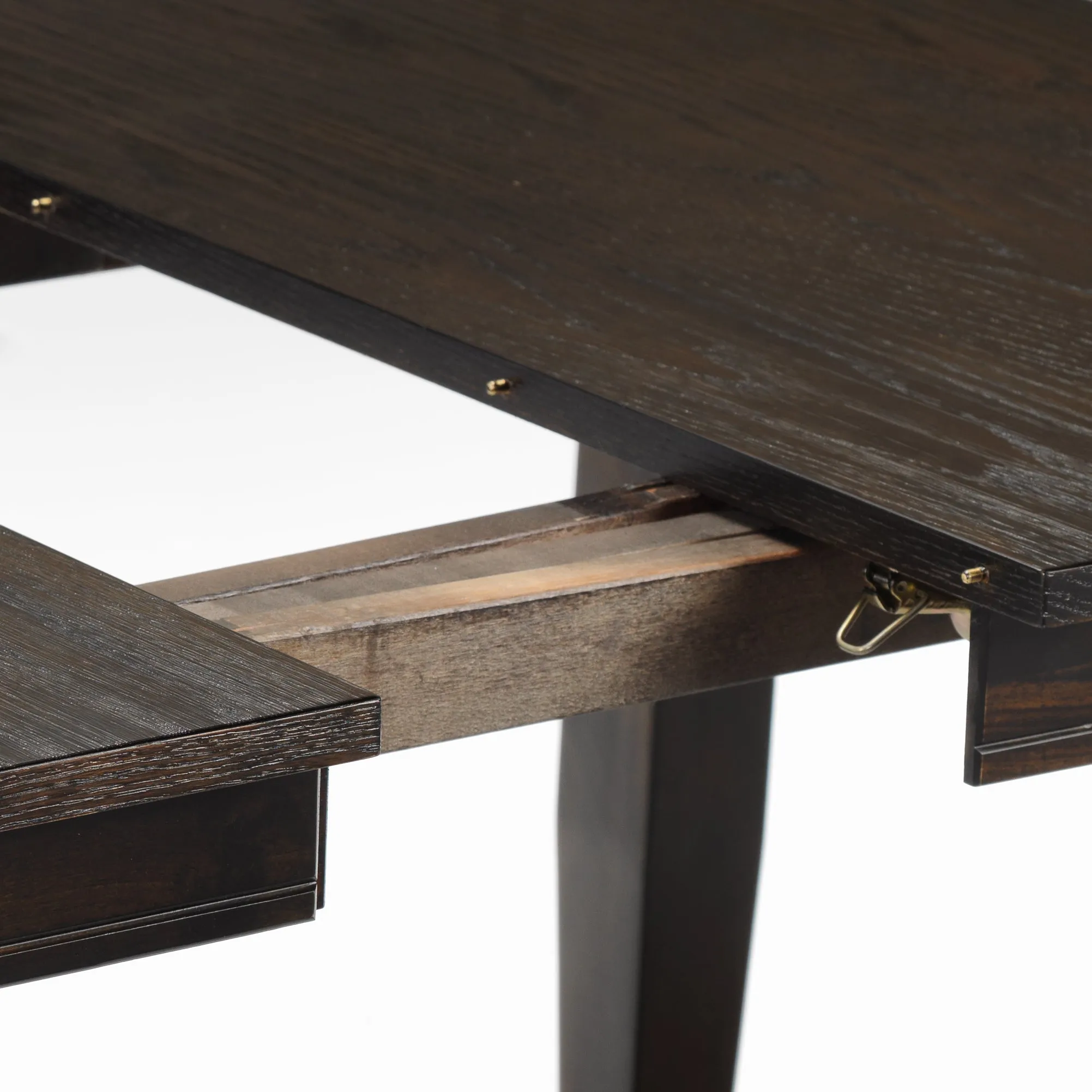 Holland Extendable Dining Table - Dark Oak with Wire-Brushed Finish