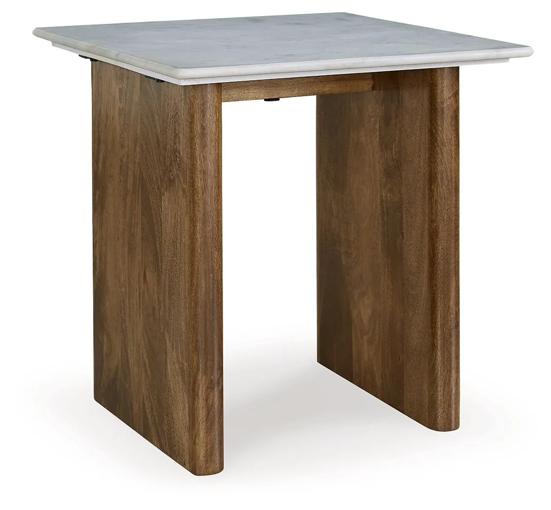 Isanti Light Brown / White Rectangular End Table