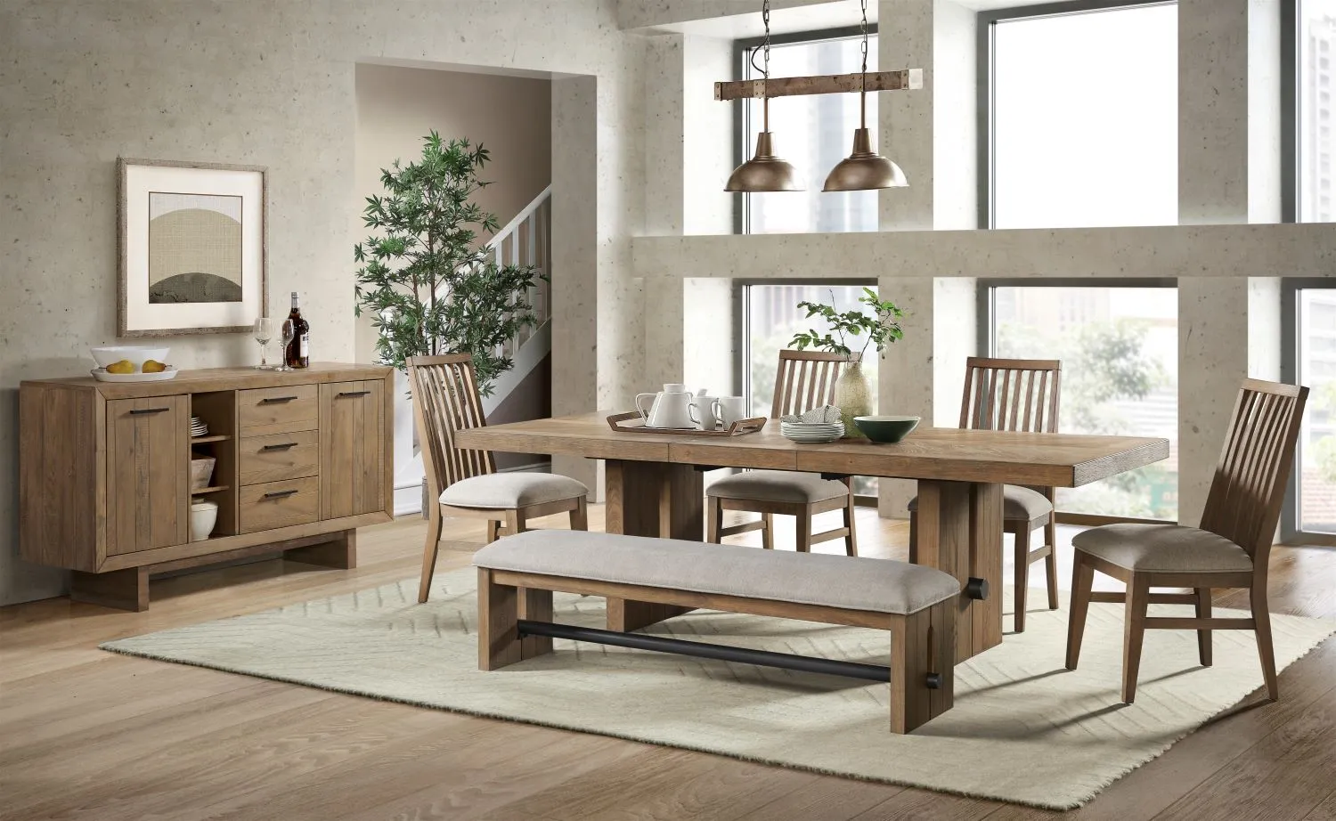 Landmark 6-Piece Extendable Dining Set - Brown, Beige