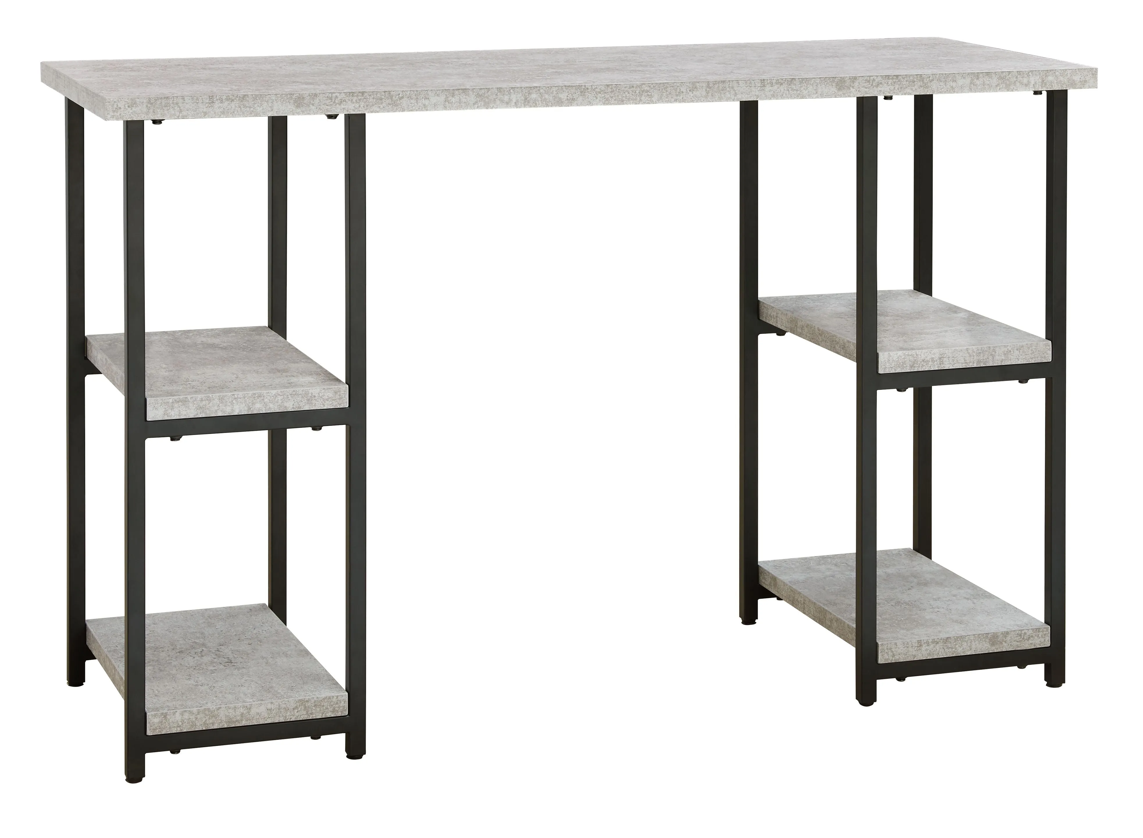 Lazabon Gray / Black Home Office Desk Double-Shelf Pedestal
