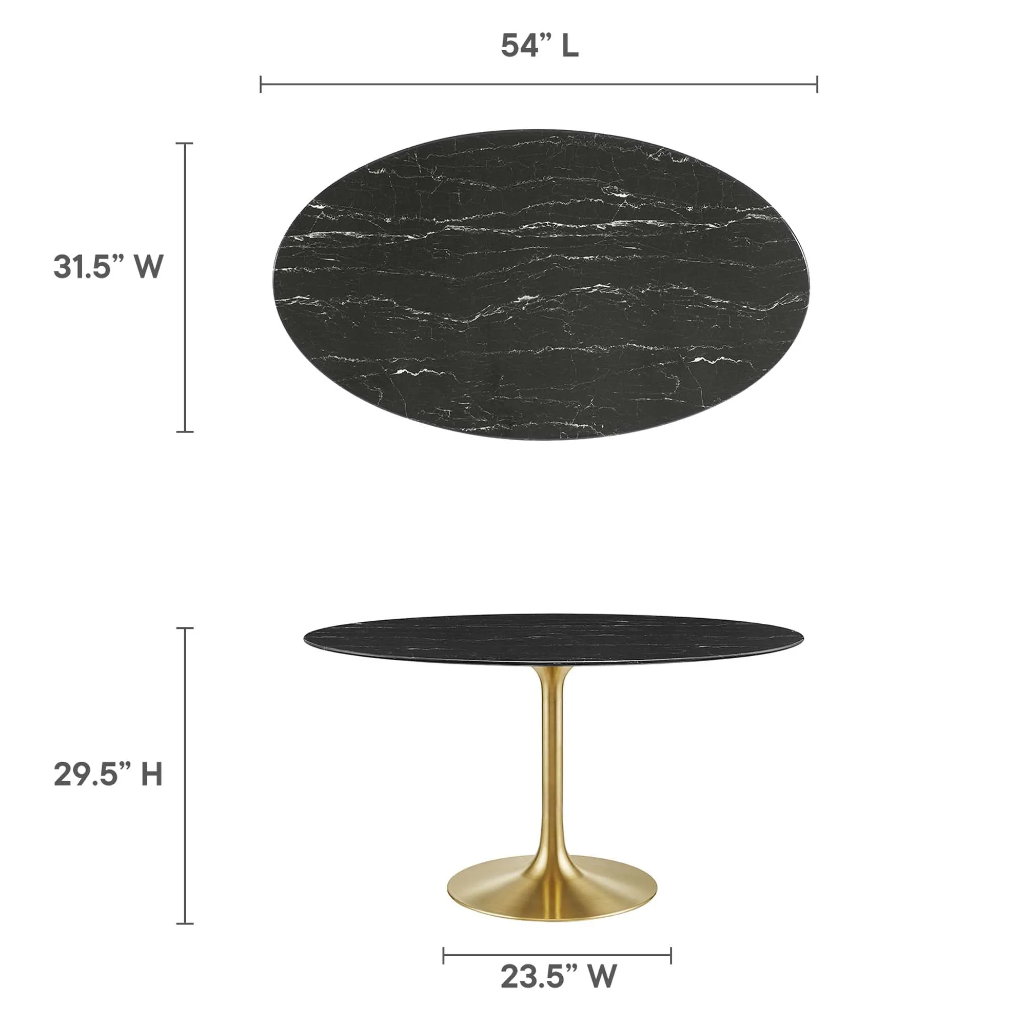 Lippa Oval Artificial Marble Dining Table by Modway