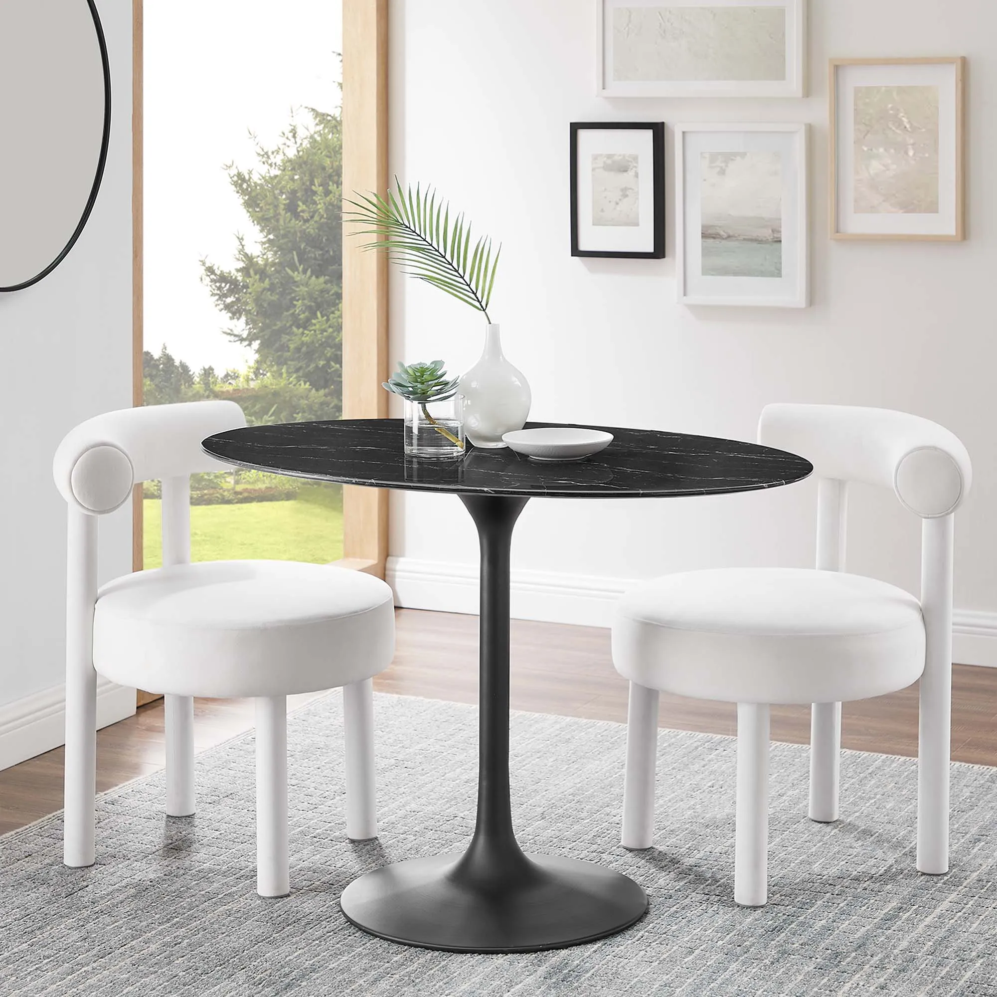 Lippa Oval Artificial Marble Dining Table by Modway