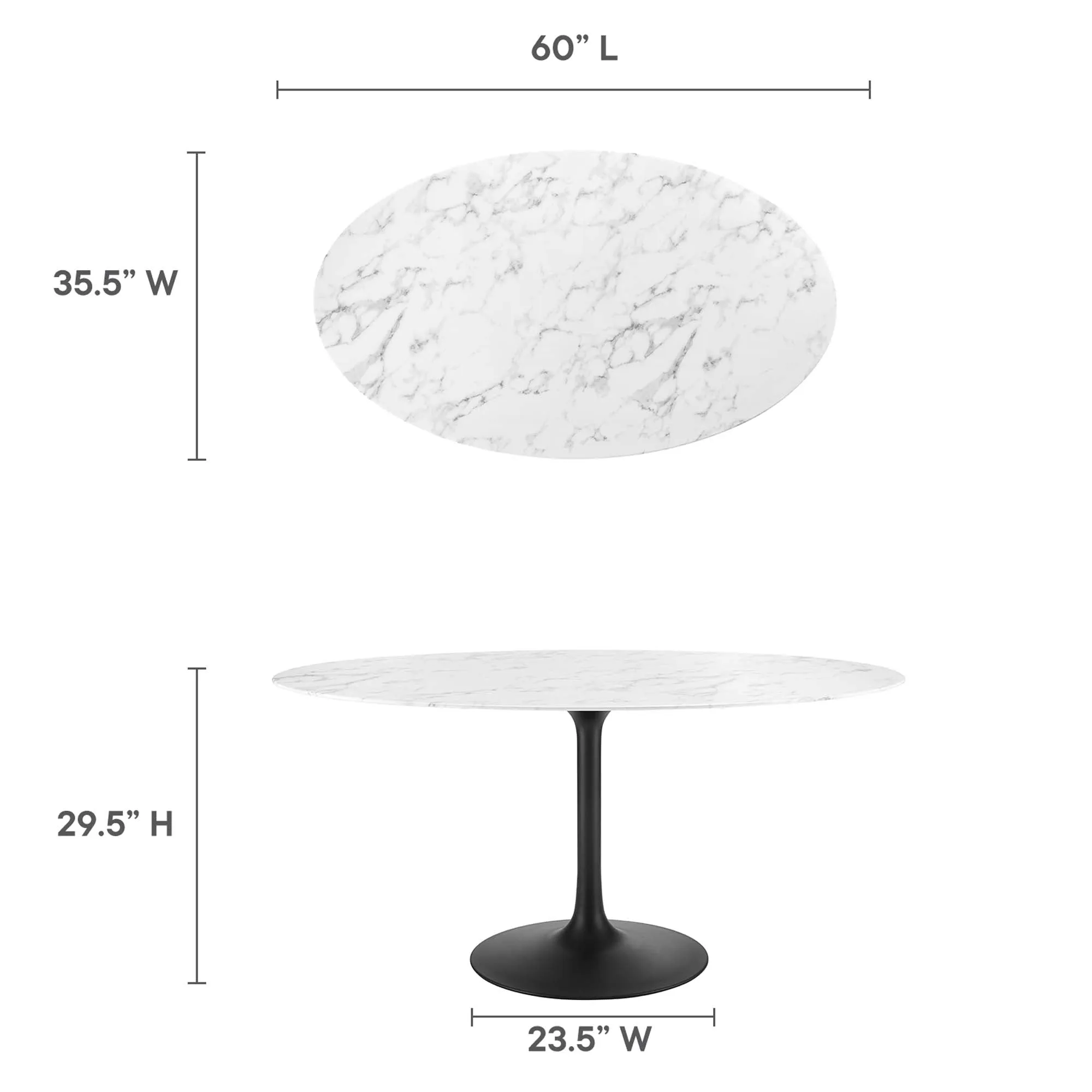 Lippa Oval Artificial Marble Dining Table by Modway