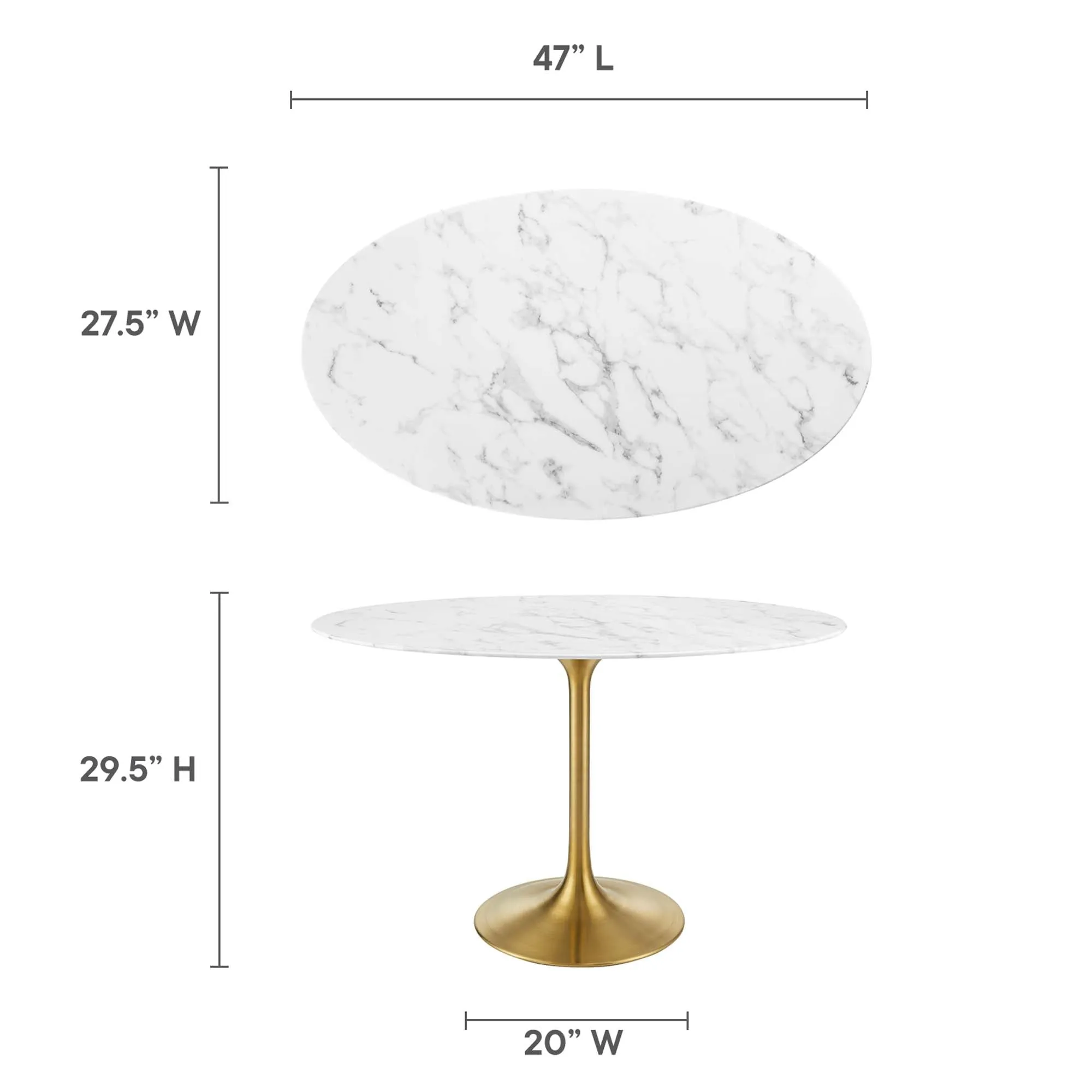 Lippa Oval Artificial Marble Dining Table by Modway
