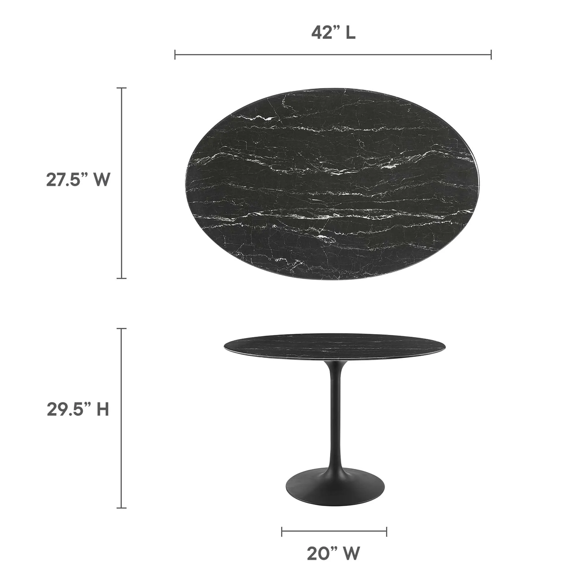 Lippa Oval Artificial Marble Dining Table by Modway