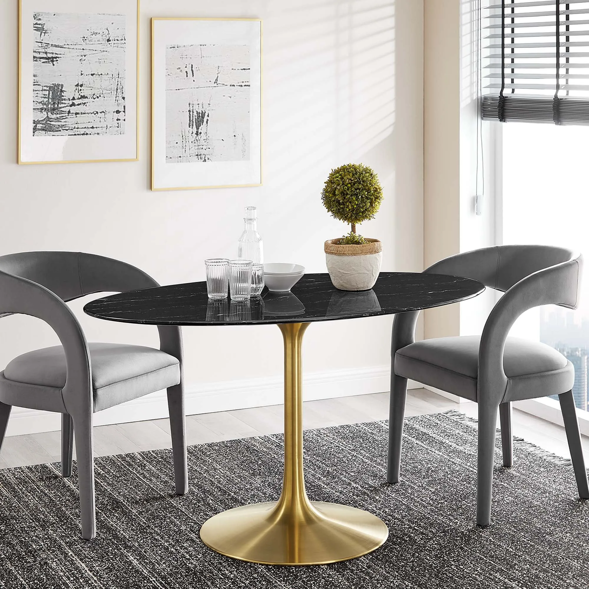 Lippa Oval Artificial Marble Dining Table by Modway