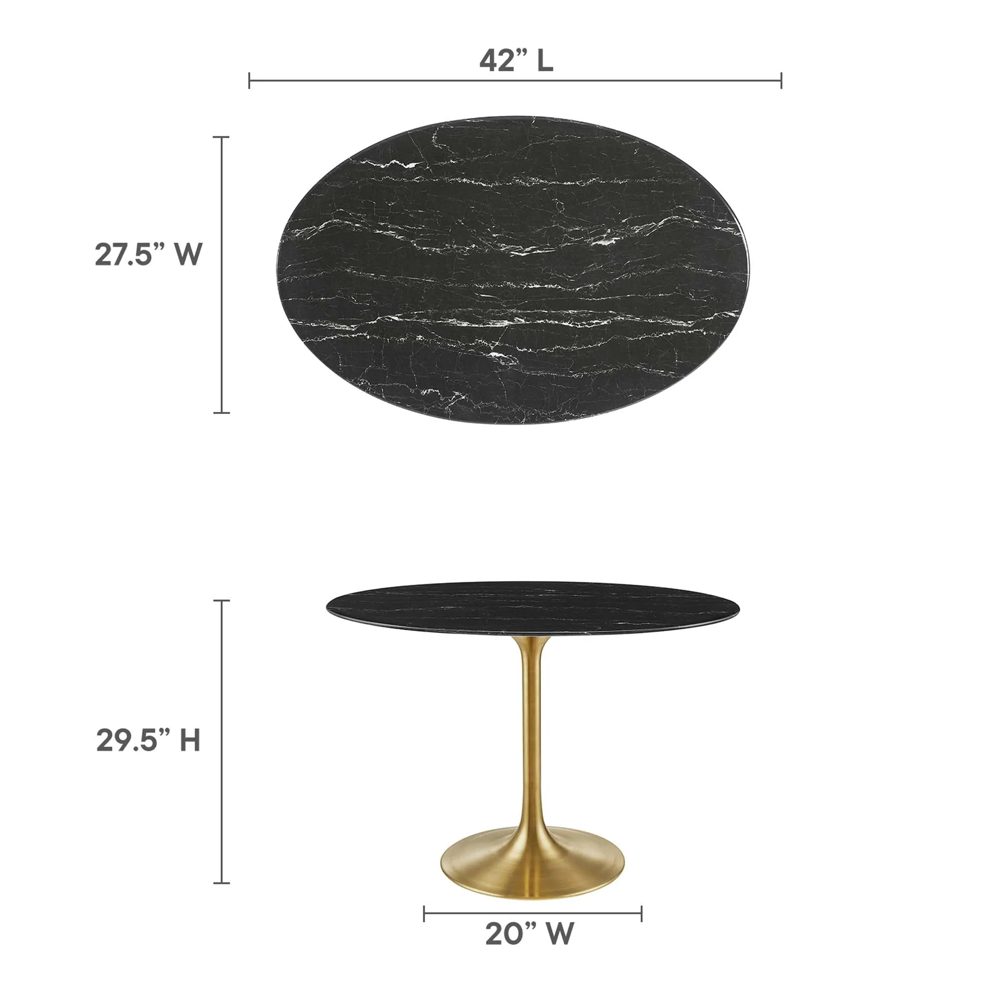Lippa Oval Artificial Marble Dining Table by Modway