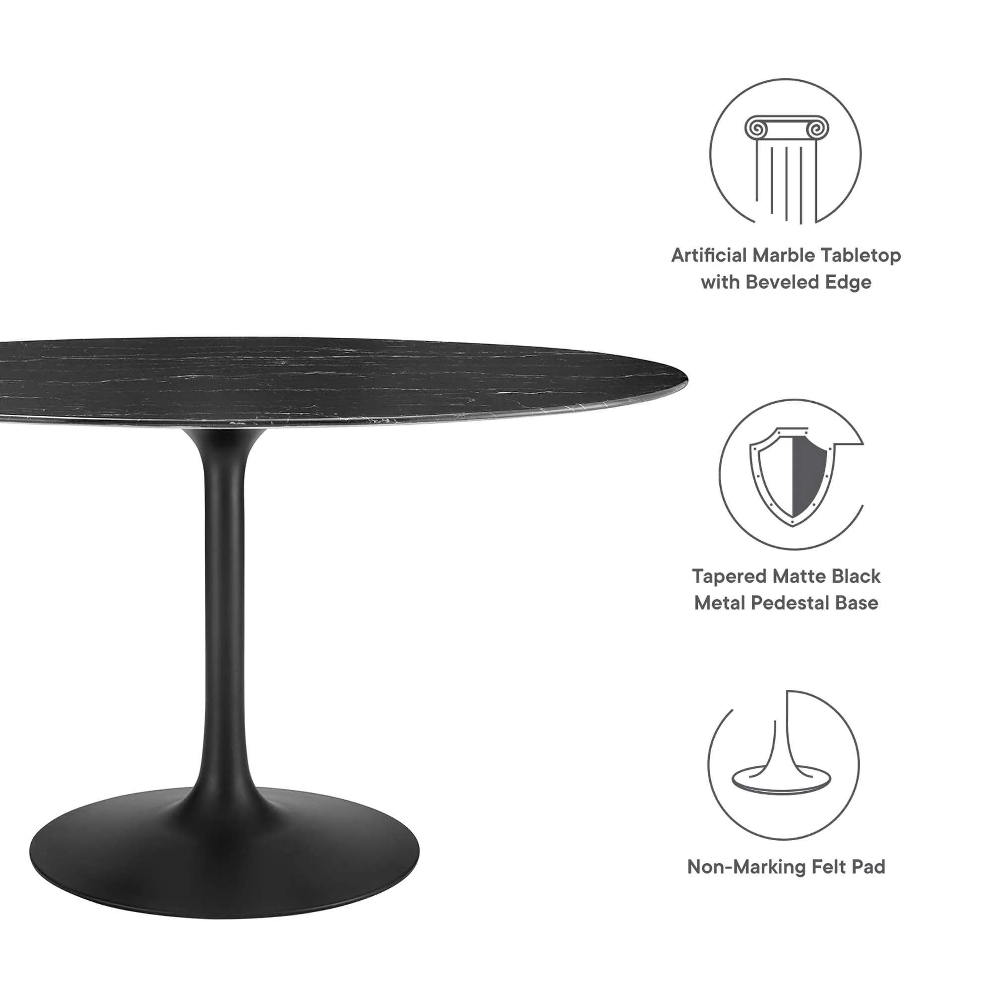 Lippa Oval Artificial Marble Dining Table by Modway