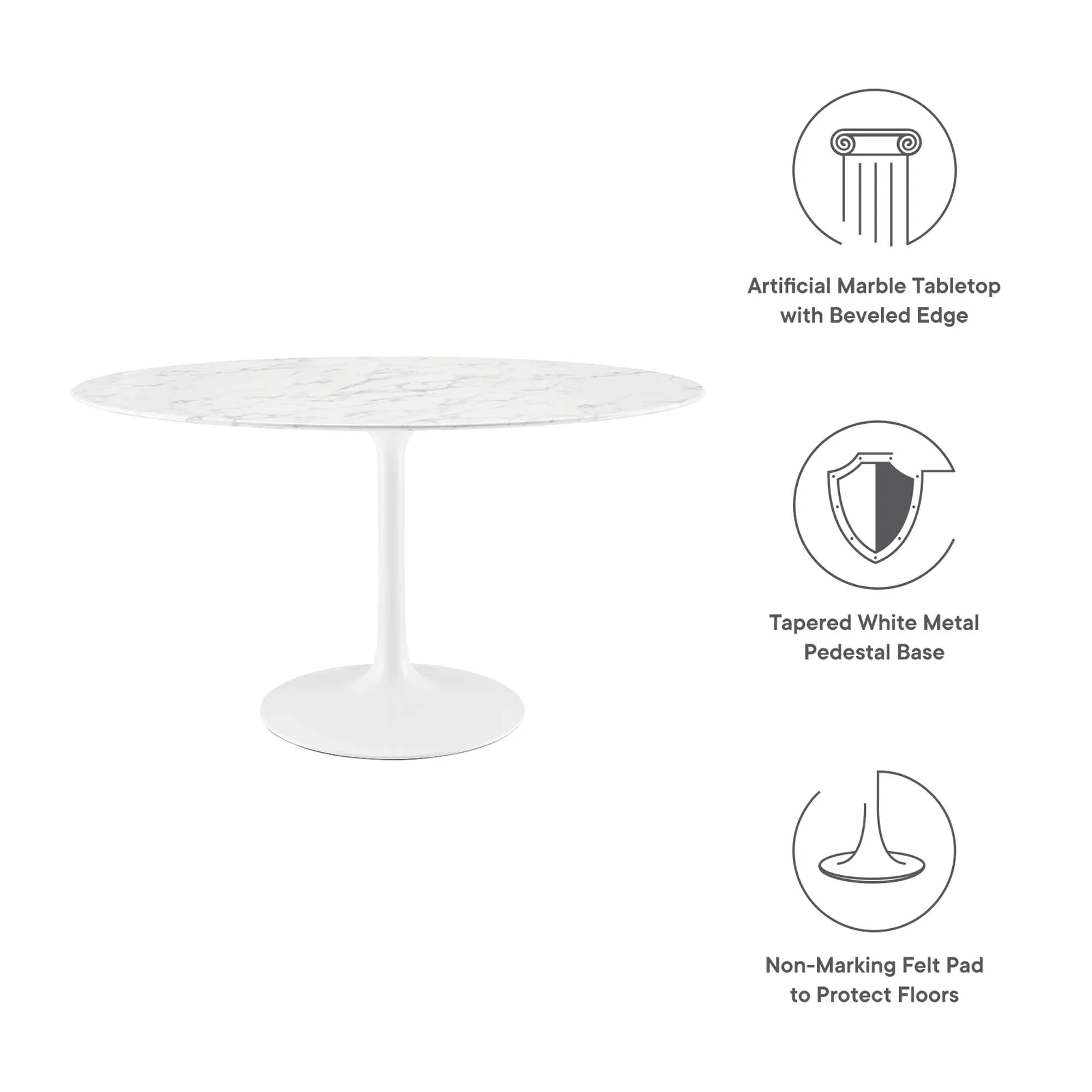 Lippa Oval Artificial Marble Dining Table by Modway