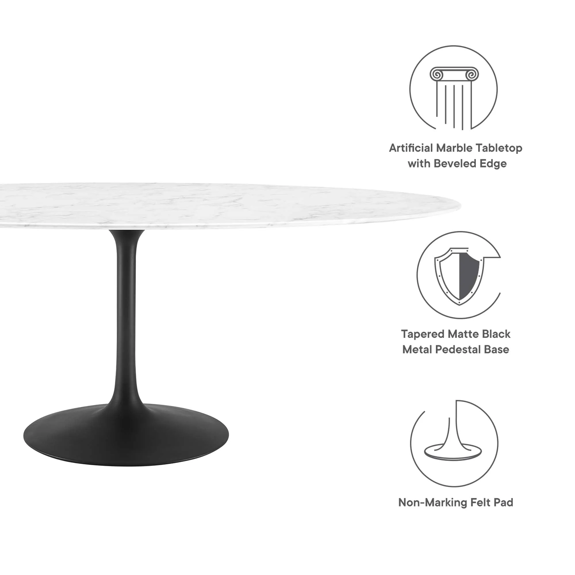 Lippa Oval Artificial Marble Dining Table by Modway