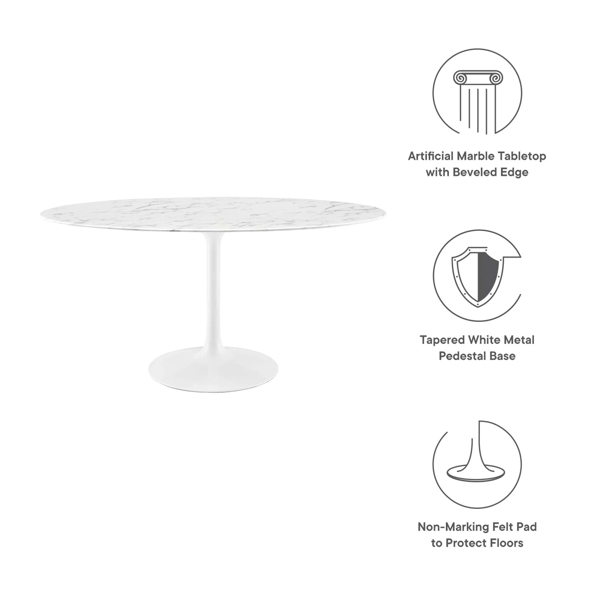 Lippa Oval Artificial Marble Dining Table by Modway