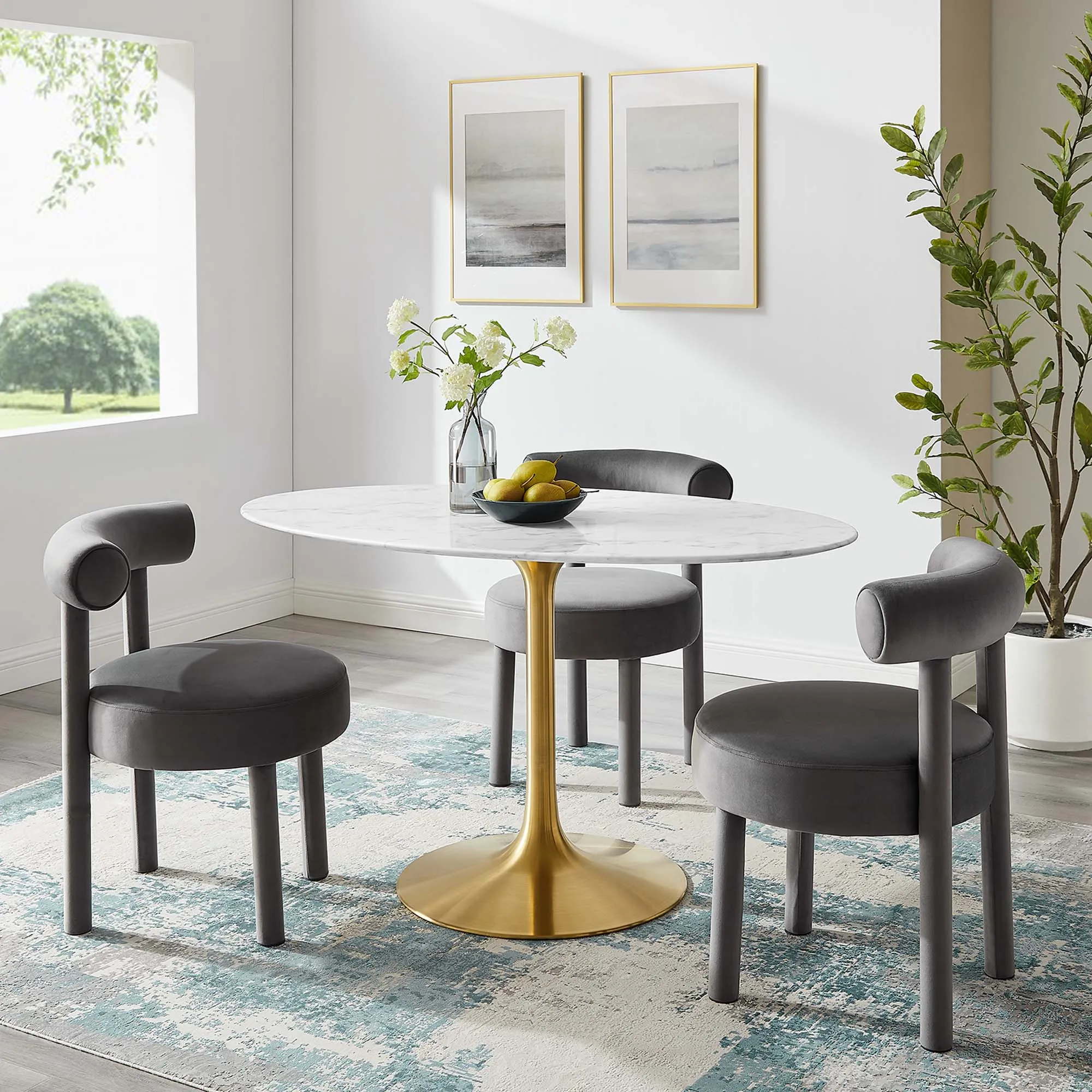 Lippa Oval Artificial Marble Dining Table by Modway