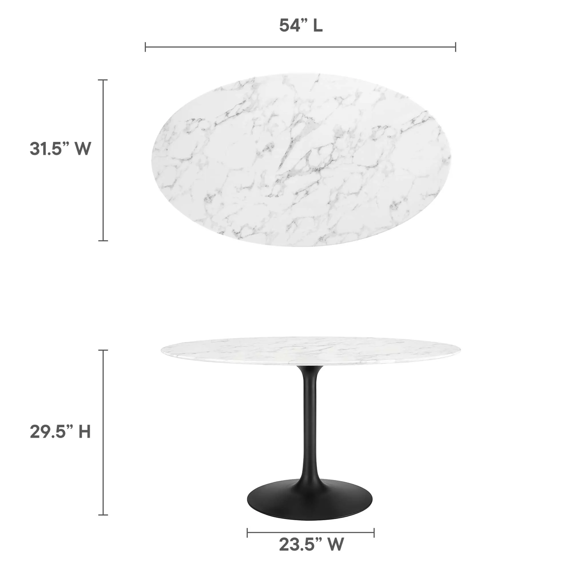 Lippa Oval Artificial Marble Dining Table by Modway