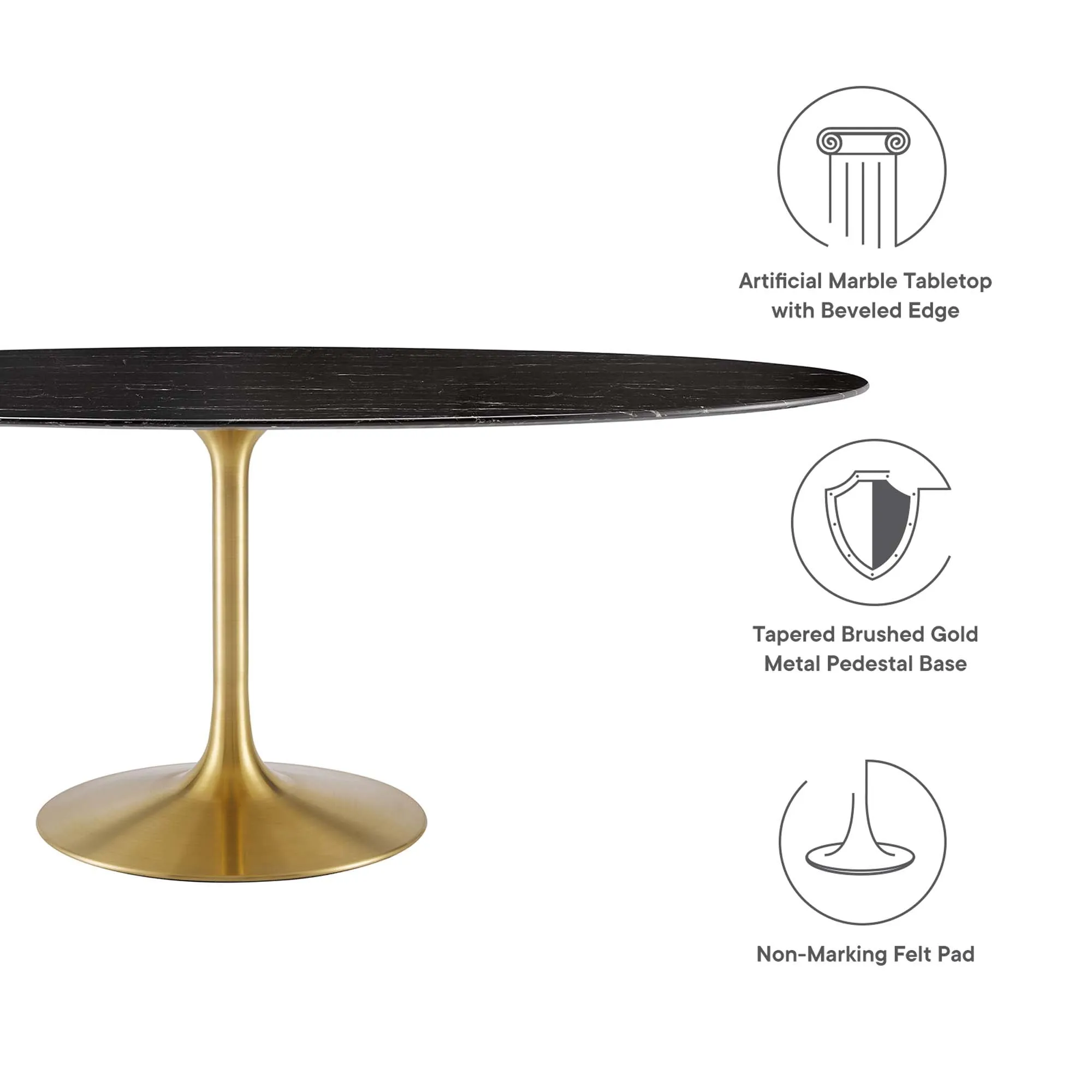 Lippa Oval Artificial Marble Dining Table by Modway