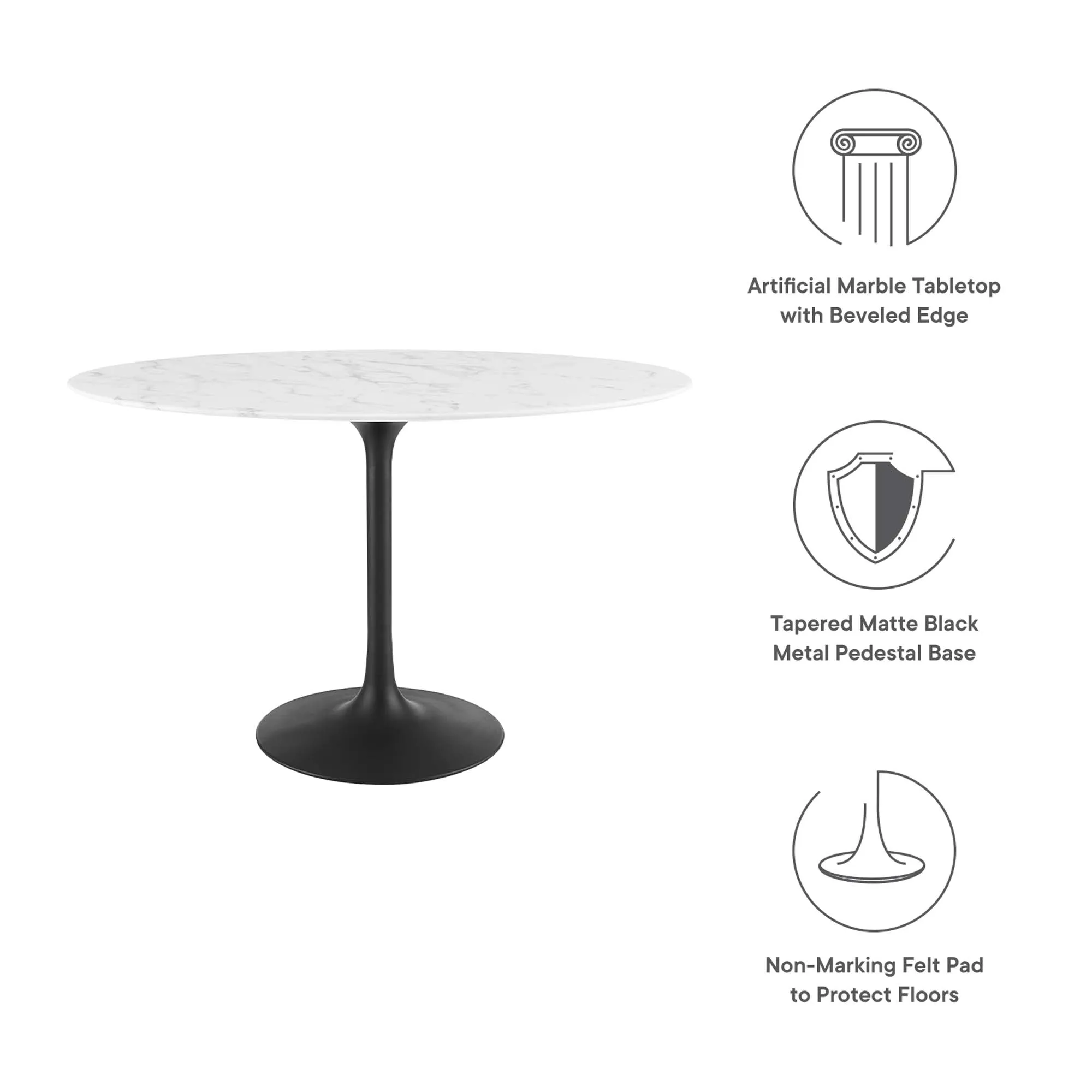 Lippa Oval Artificial Marble Dining Table by Modway