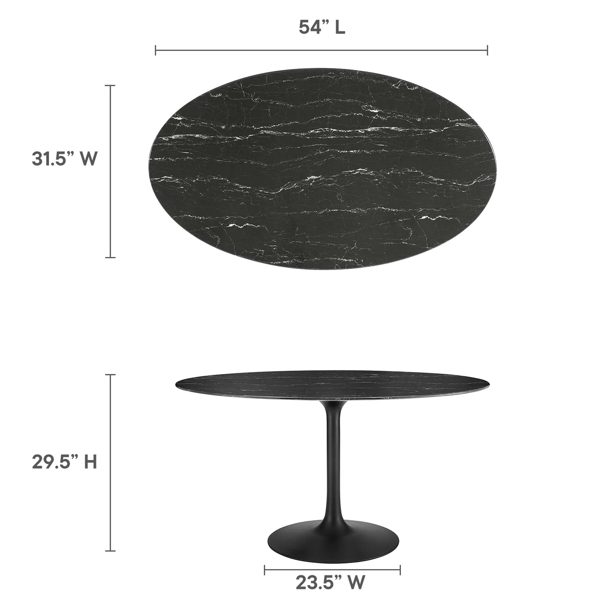 Lippa Oval Artificial Marble Dining Table by Modway