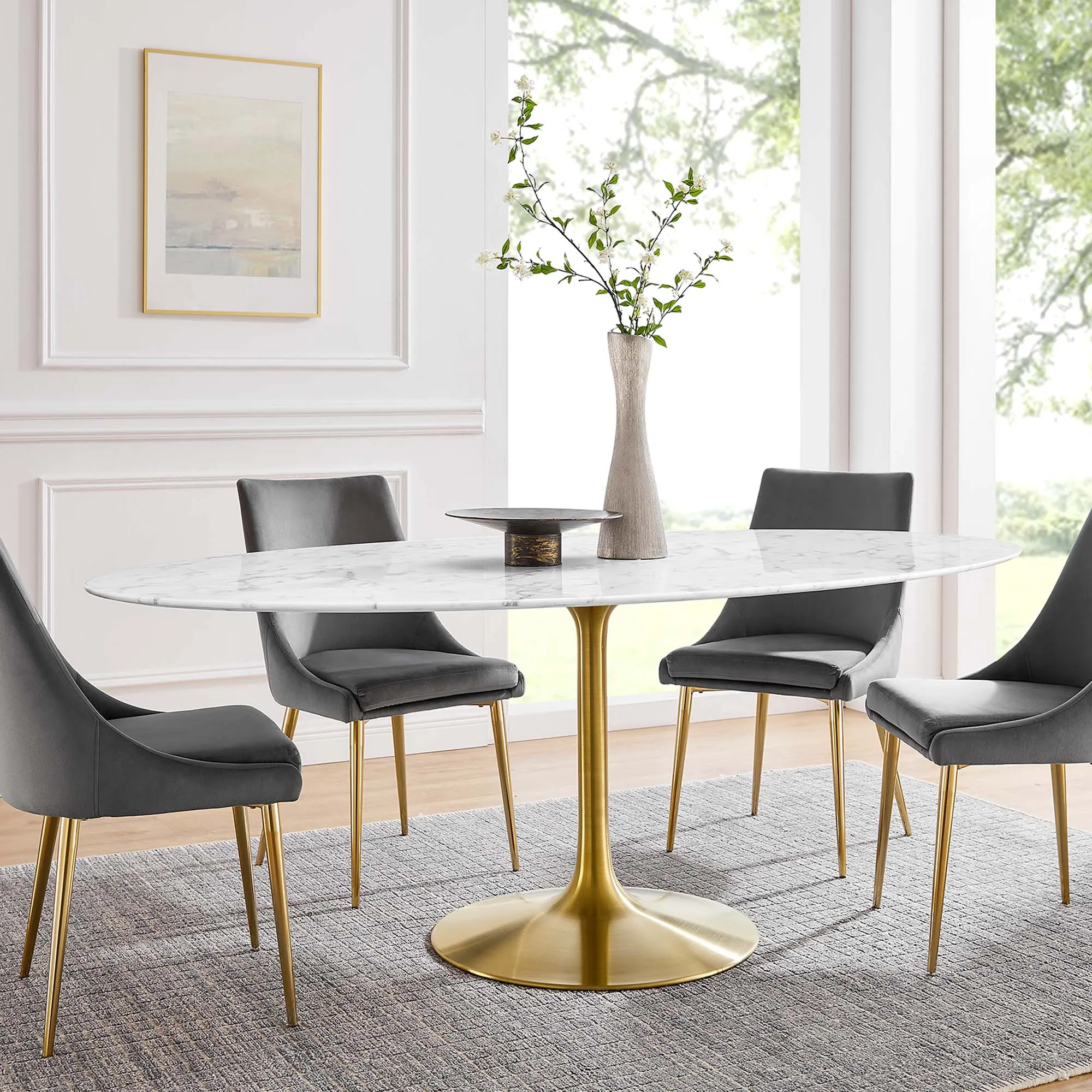 Lippa Oval Artificial Marble Dining Table by Modway