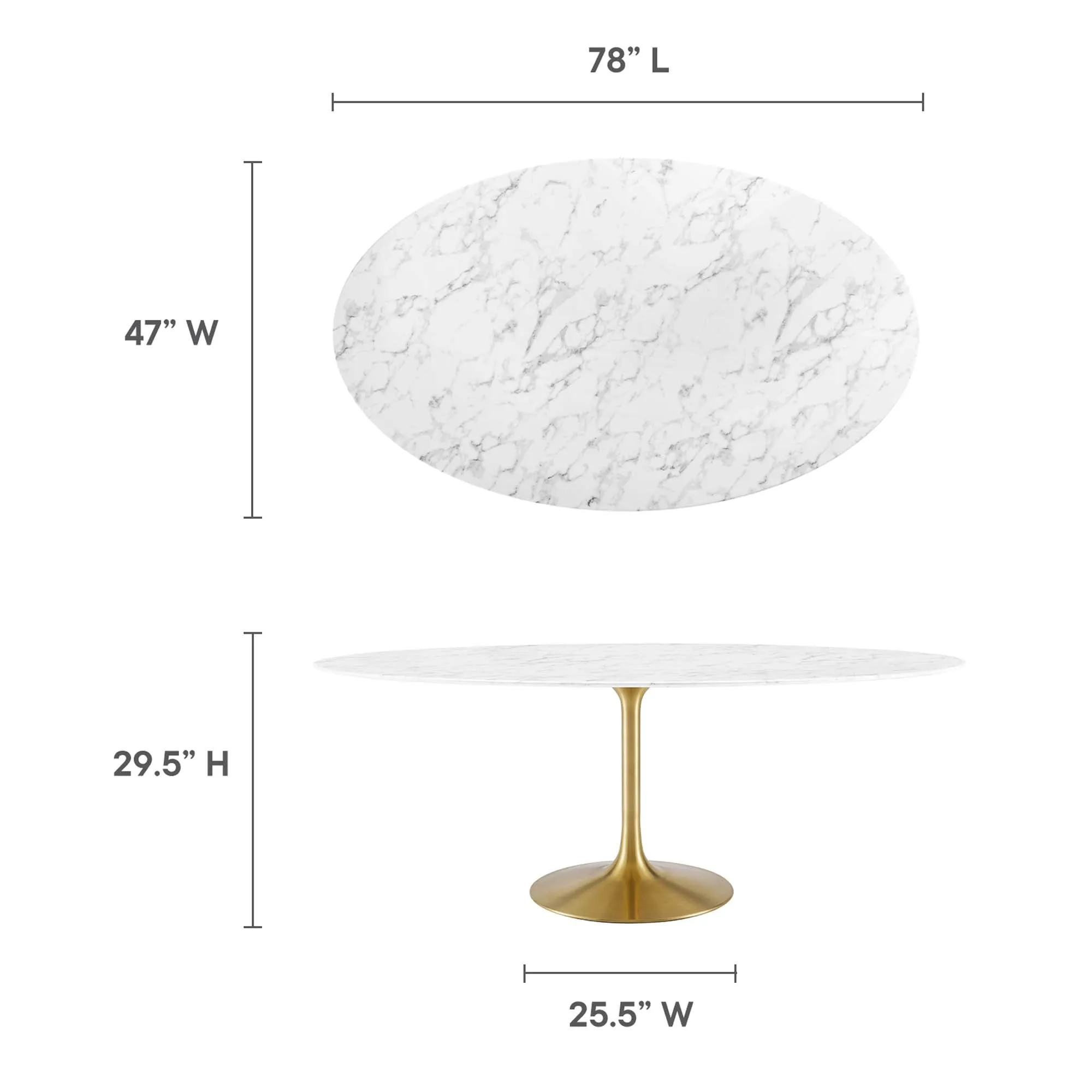 Lippa Oval Artificial Marble Dining Table by Modway