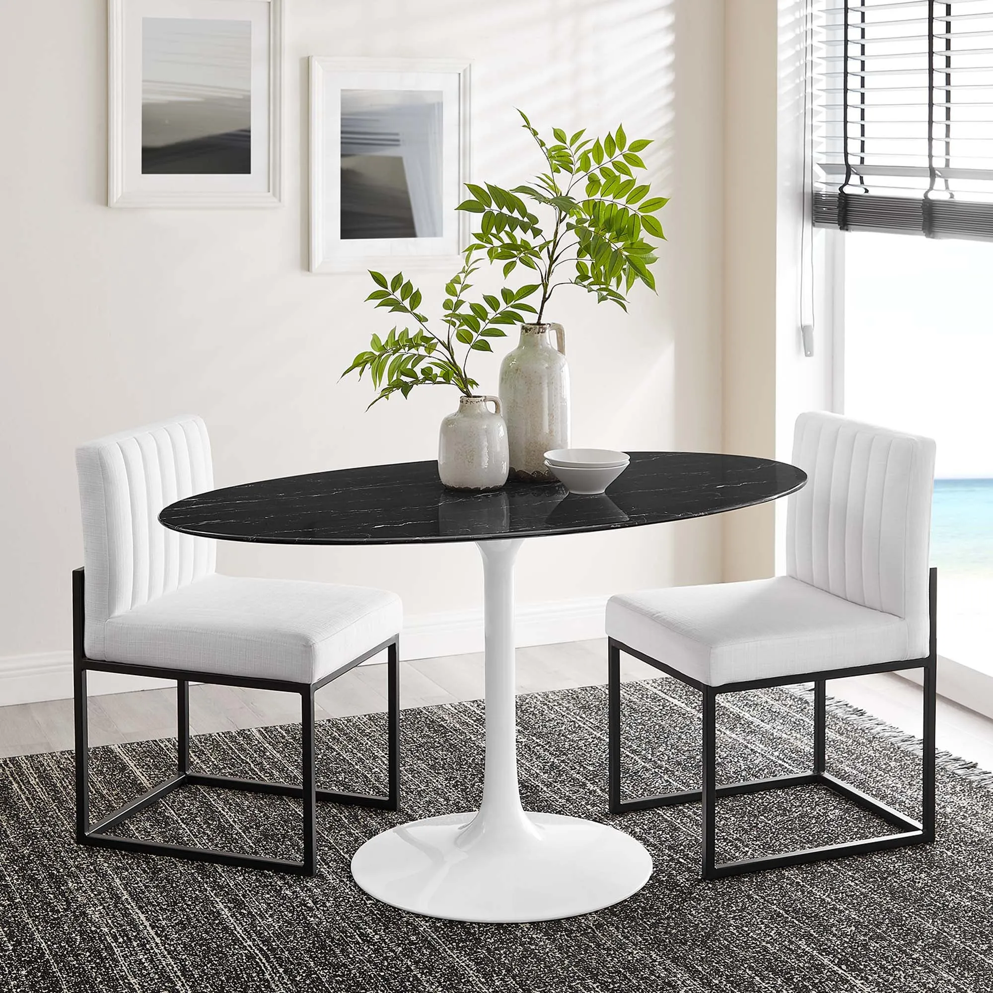 Lippa Oval Artificial Marble Dining Table by Modway