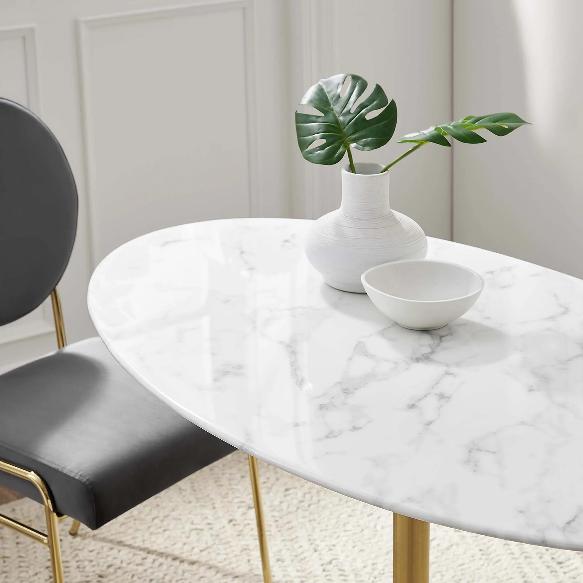 Lippa Oval Artificial Marble Dining Table by Modway