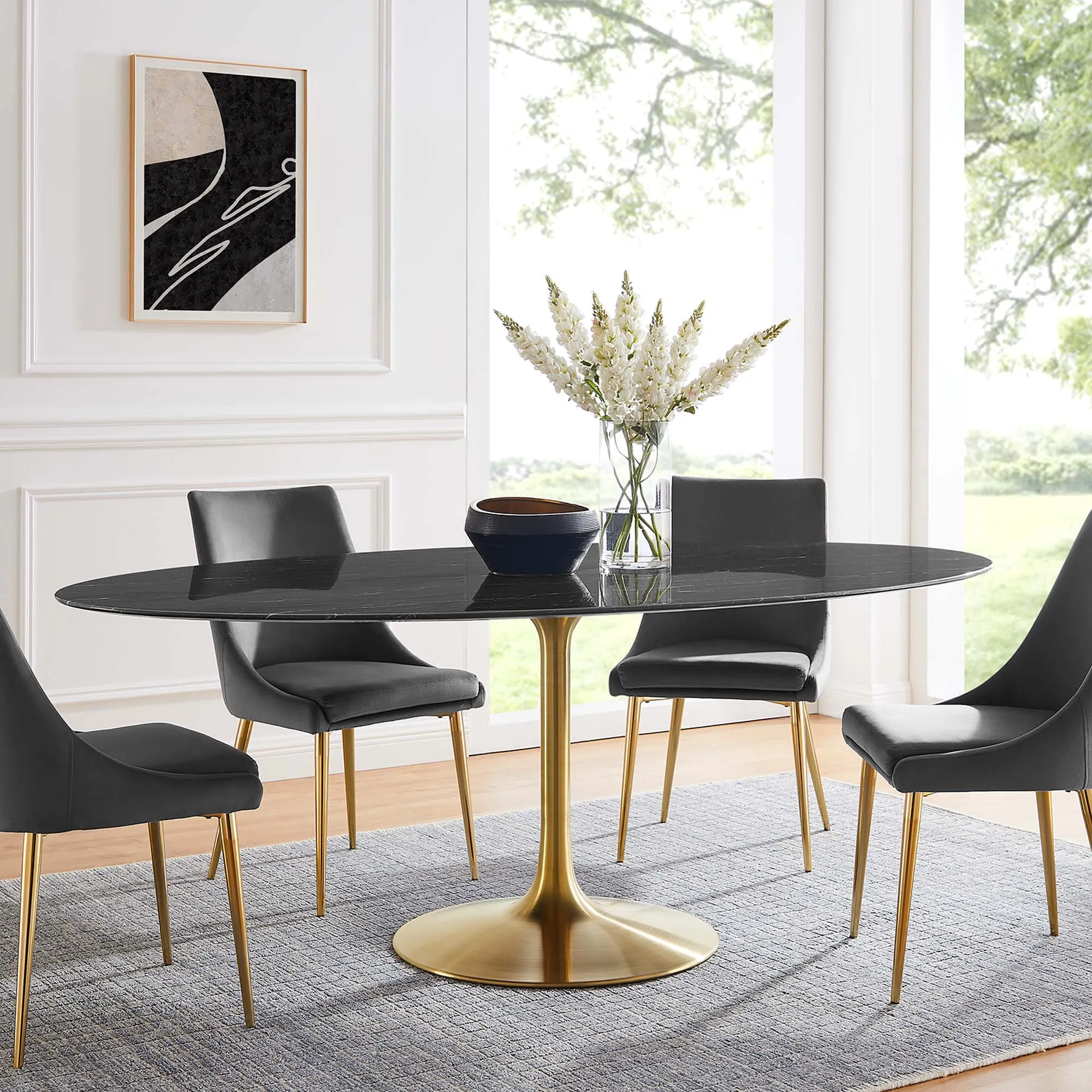 Lippa Oval Artificial Marble Dining Table by Modway