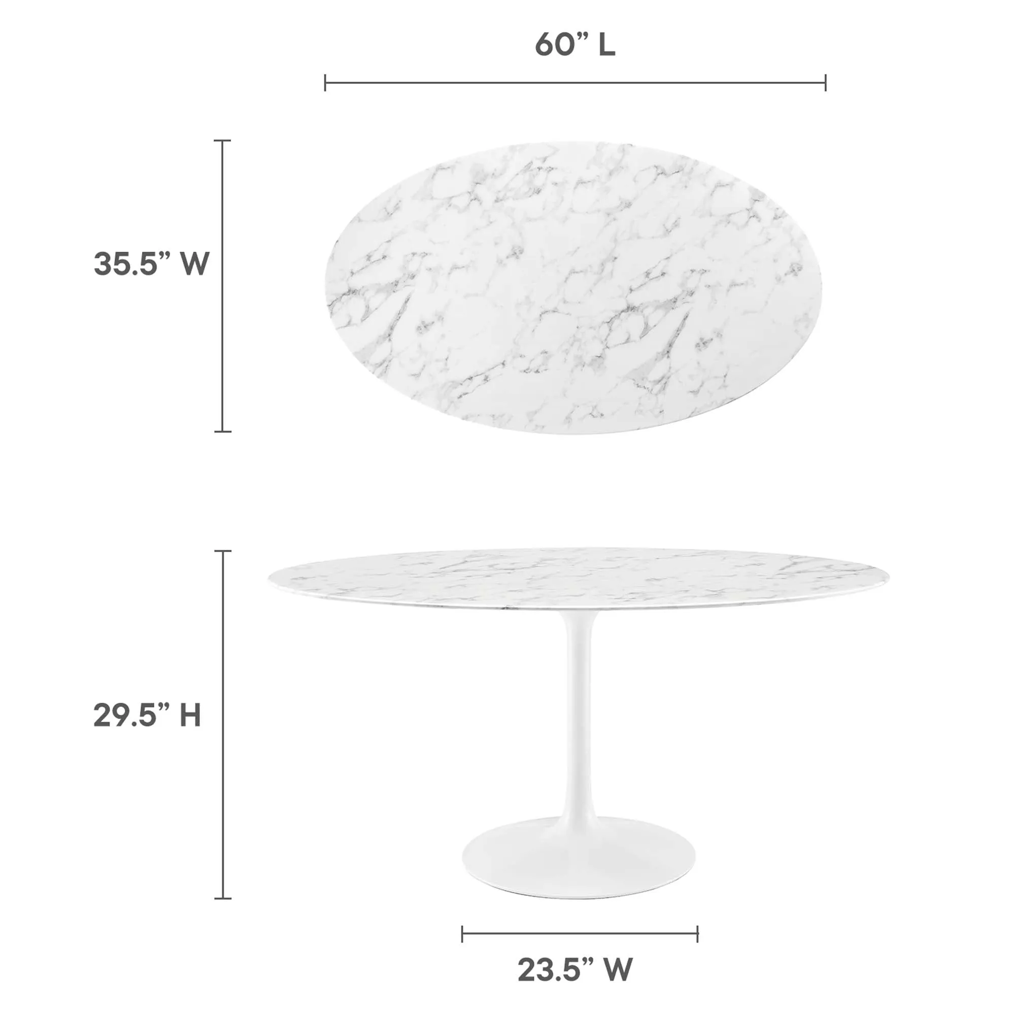 Lippa Oval Artificial Marble Dining Table by Modway